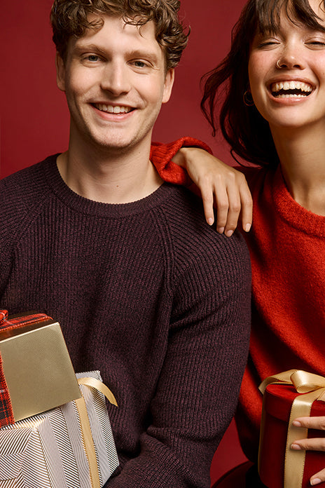 Chandail tricot col rond – Homme && BRUN