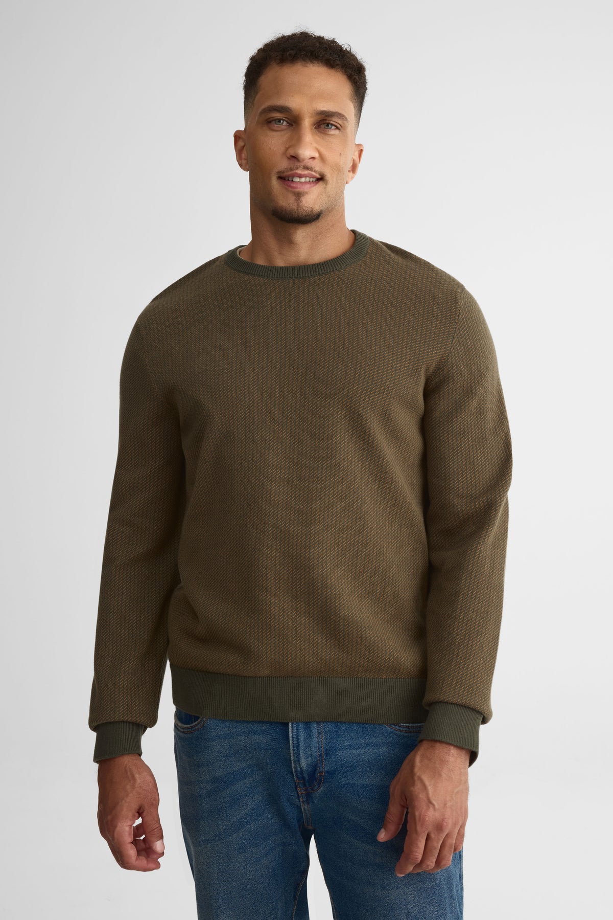 Chandail tricot col rond manches longues – Homme - Aubainerie
