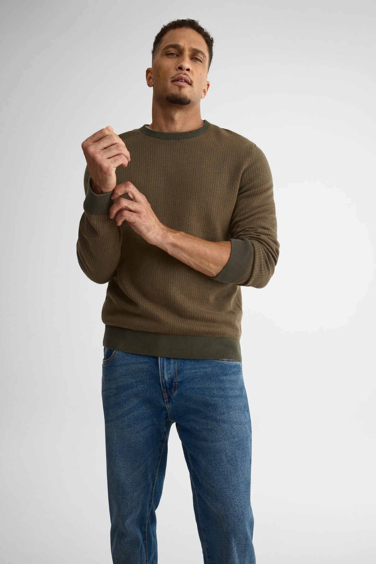 Chandail tricot col rond manches longues – Homme - Aubainerie