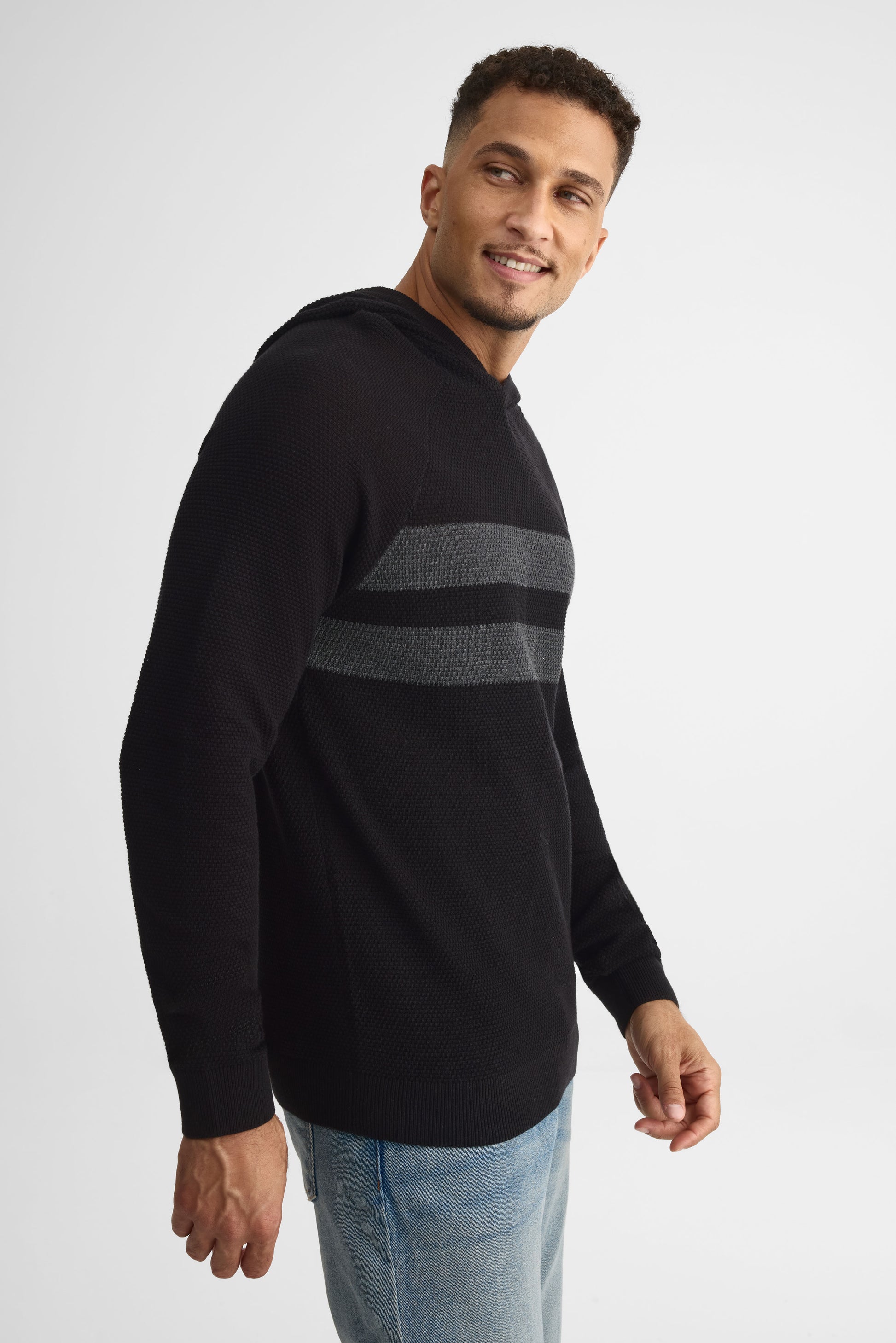 Chandail tricot à capuchon - Homme && NOIR