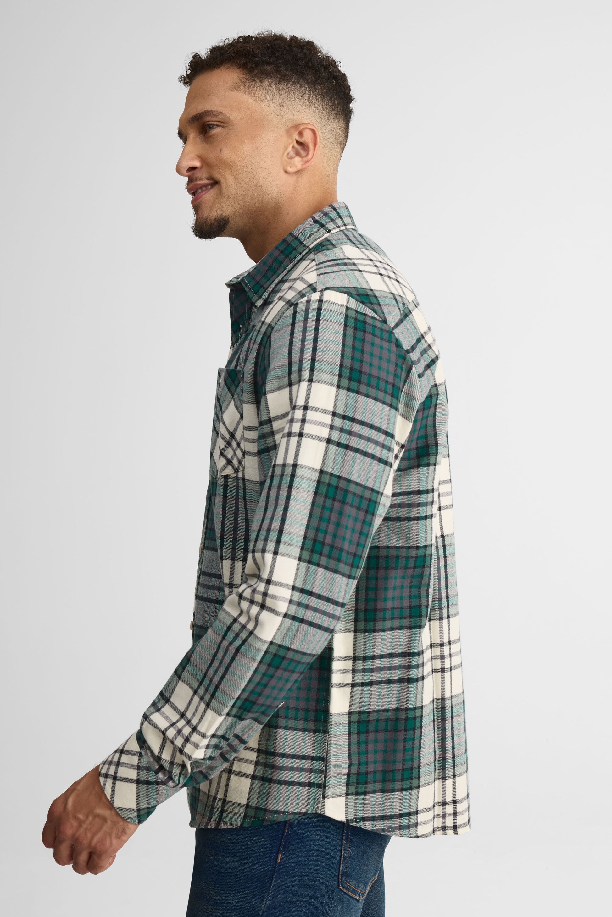 Chemise à manches longues en plaid - Homme && BEIGE/MULTI