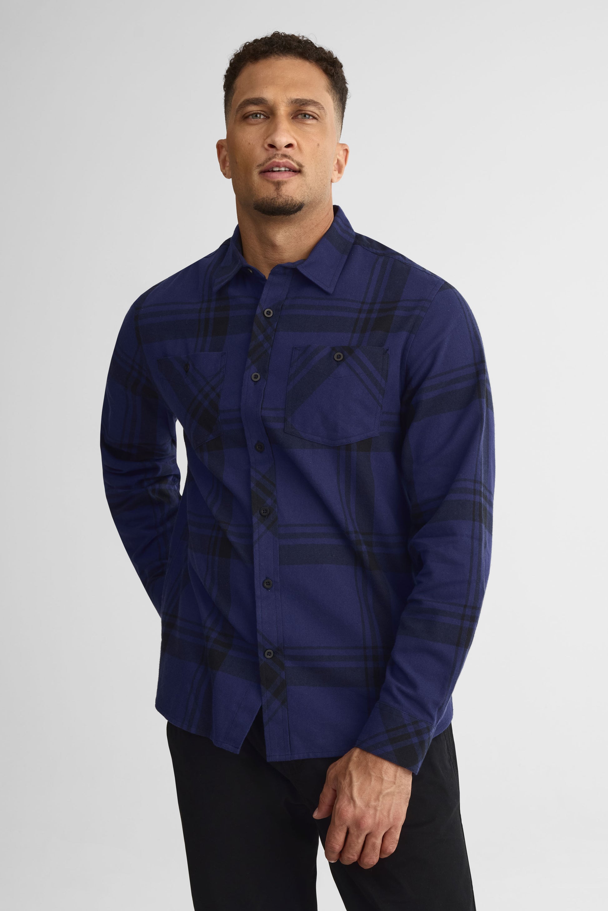 Chemise à manches longues en plaid - Homme && MARIN/MULTI