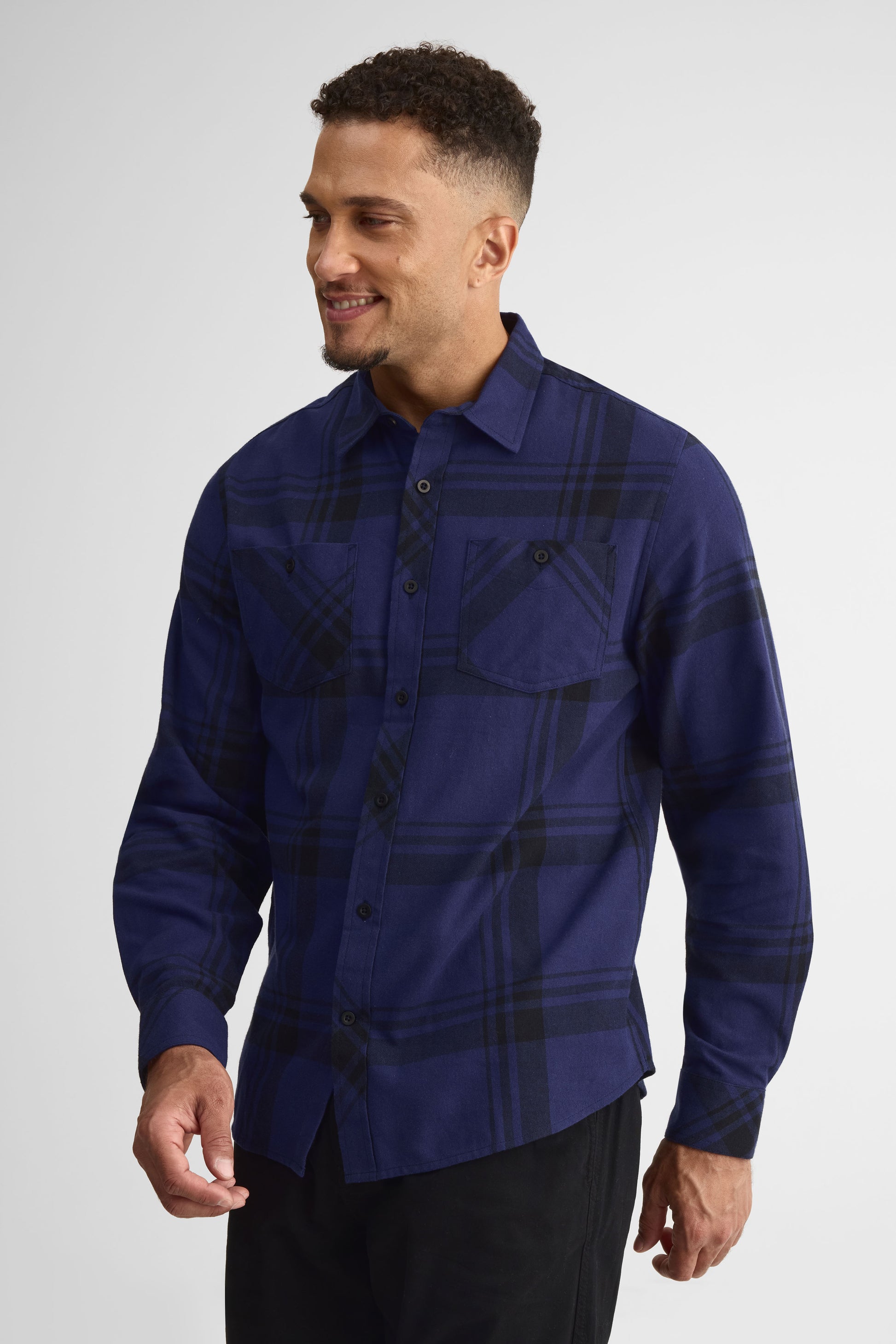 Chemise à manches longues en plaid - Homme && MARIN/MULTI