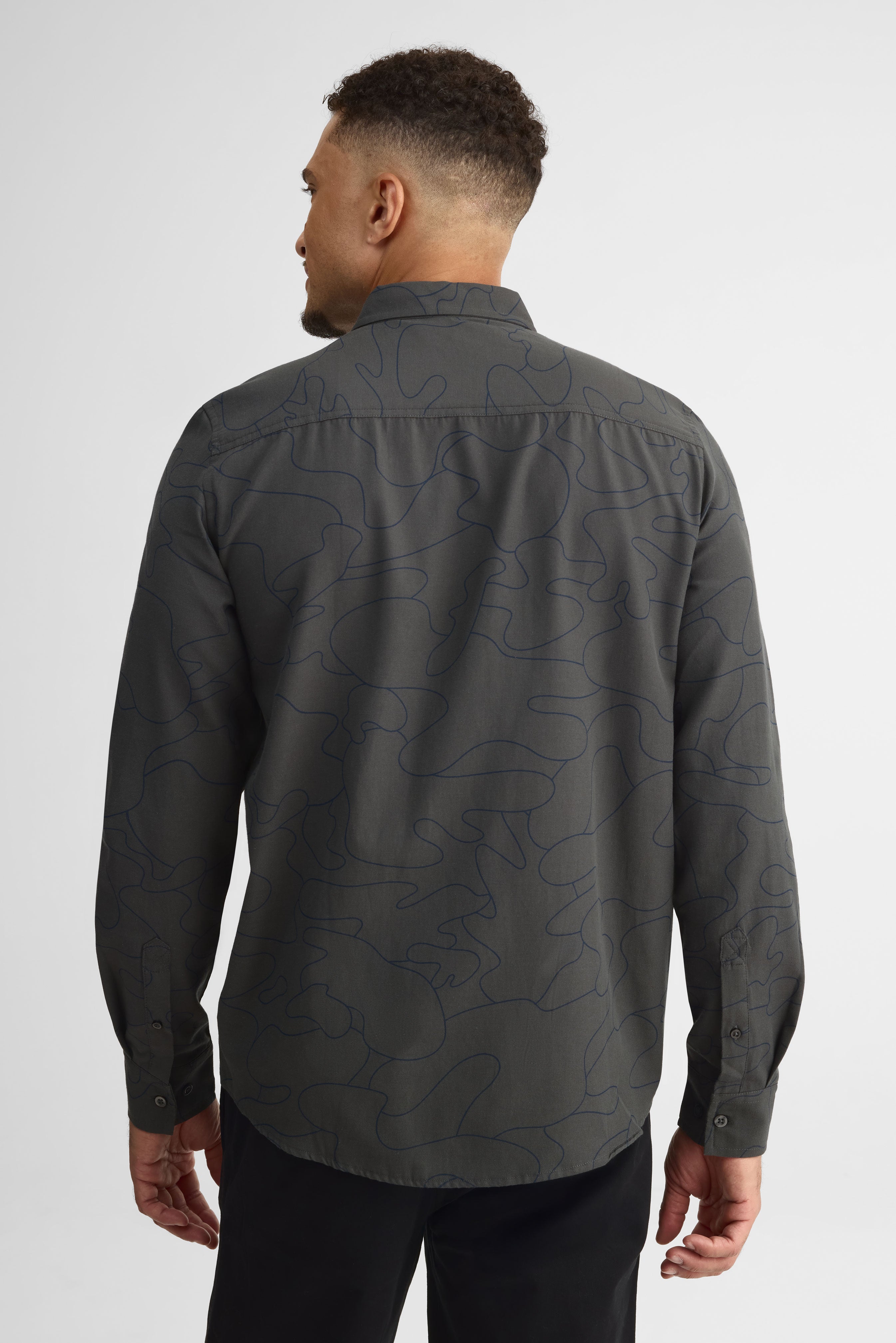 Chemise à manches longues en coton - Homme && GRIS MULTI