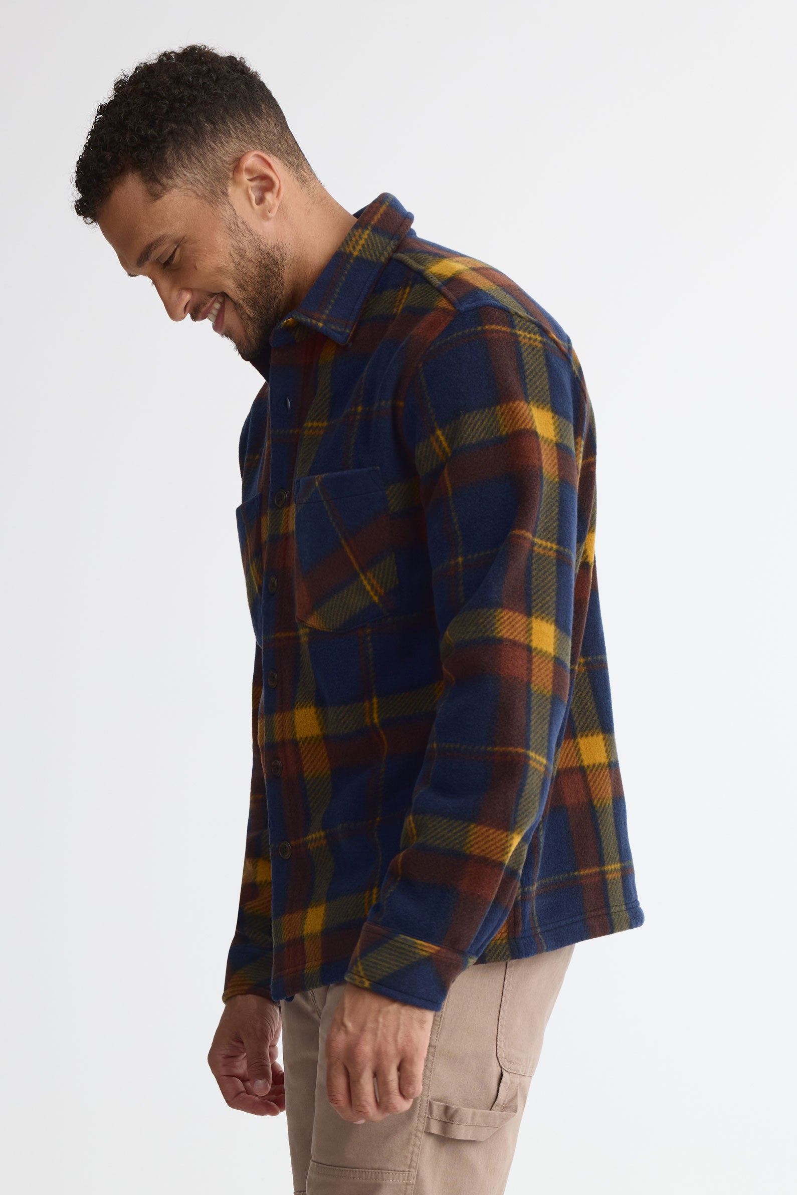 Chemise polaire à carreaux - Homme && MARIN/MULTI