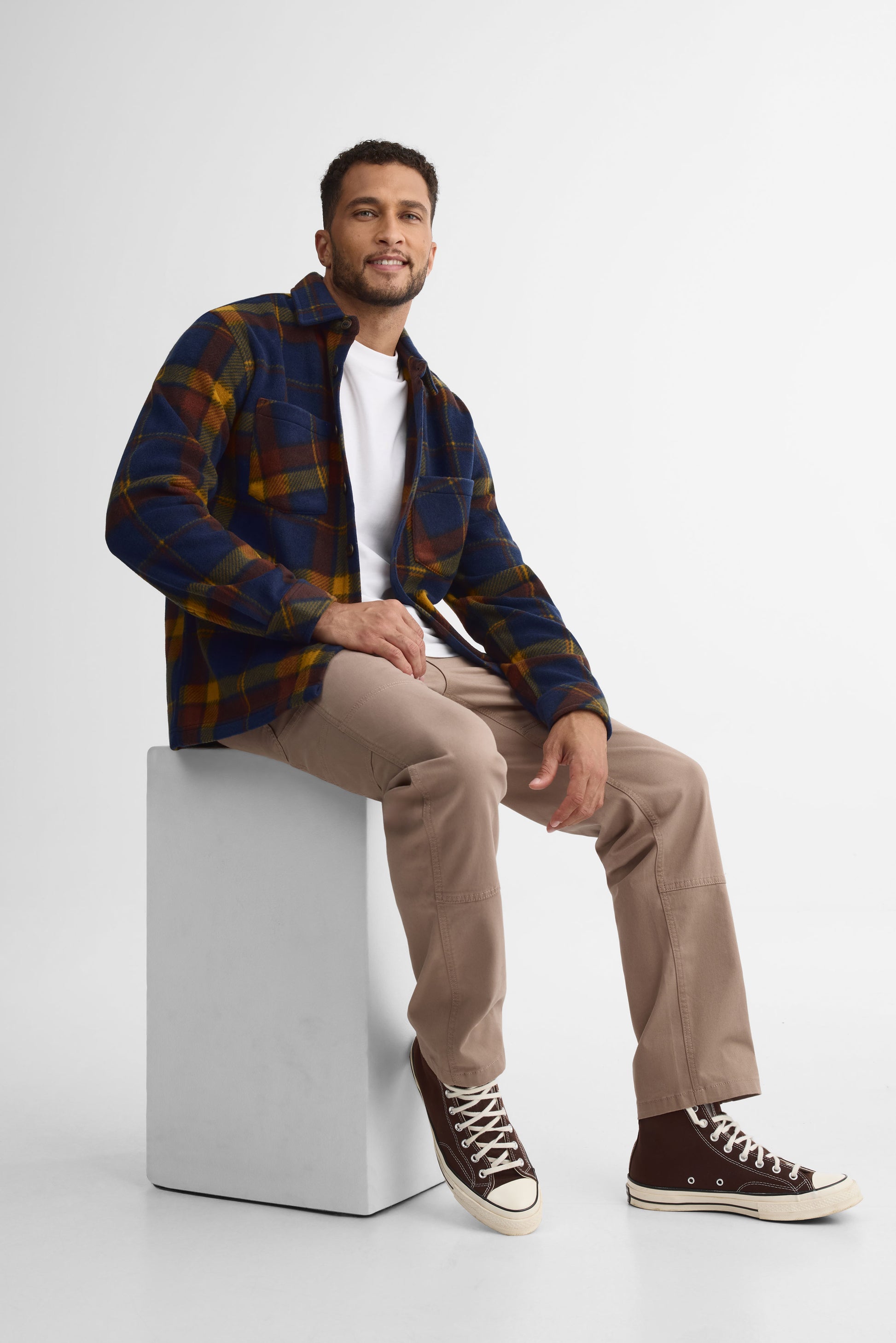 Chemise polaire à carreaux - Homme && MARIN/MULTI