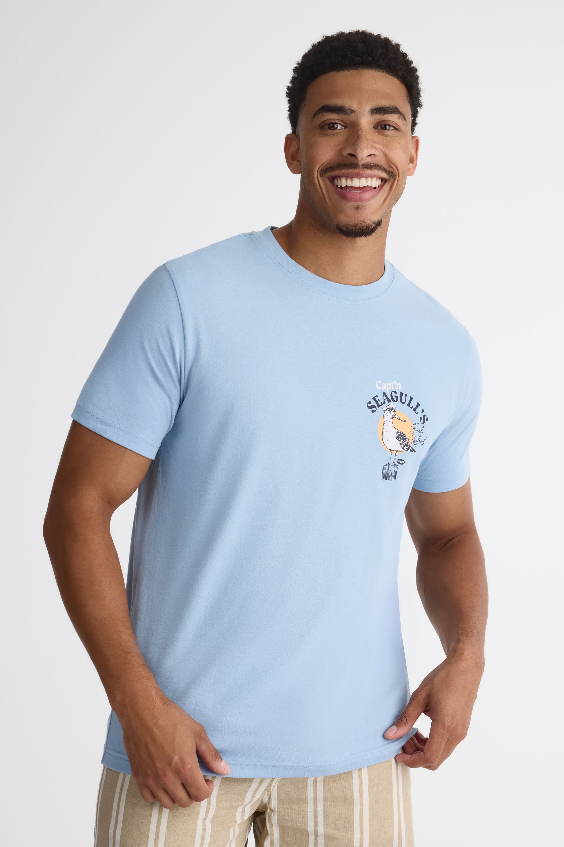 T-shirt col rond uni avec imprimé – Homme 2/30$ && BLEU