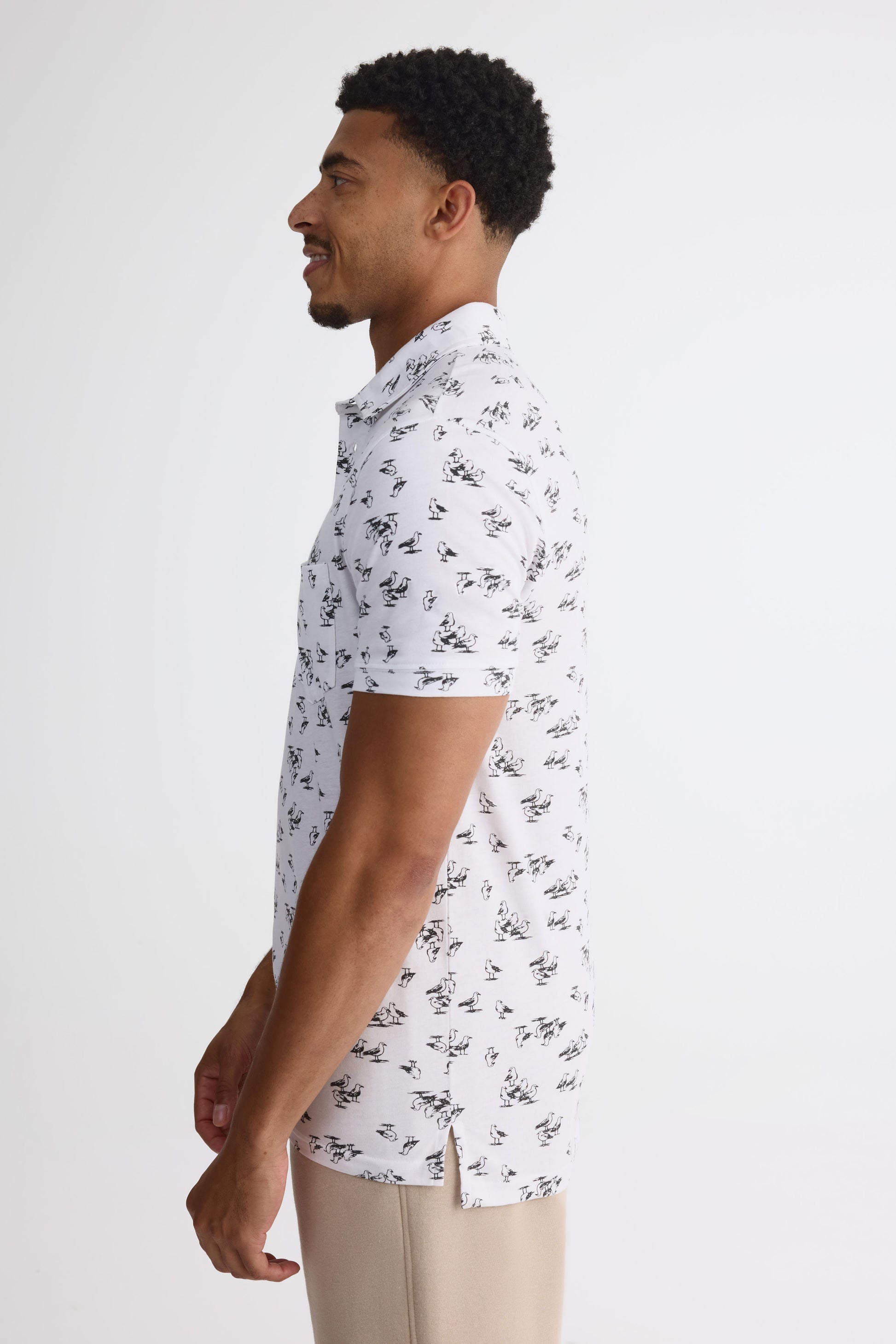 Chandail polo M/courtes avec poches - Homme && BLANC MULTI