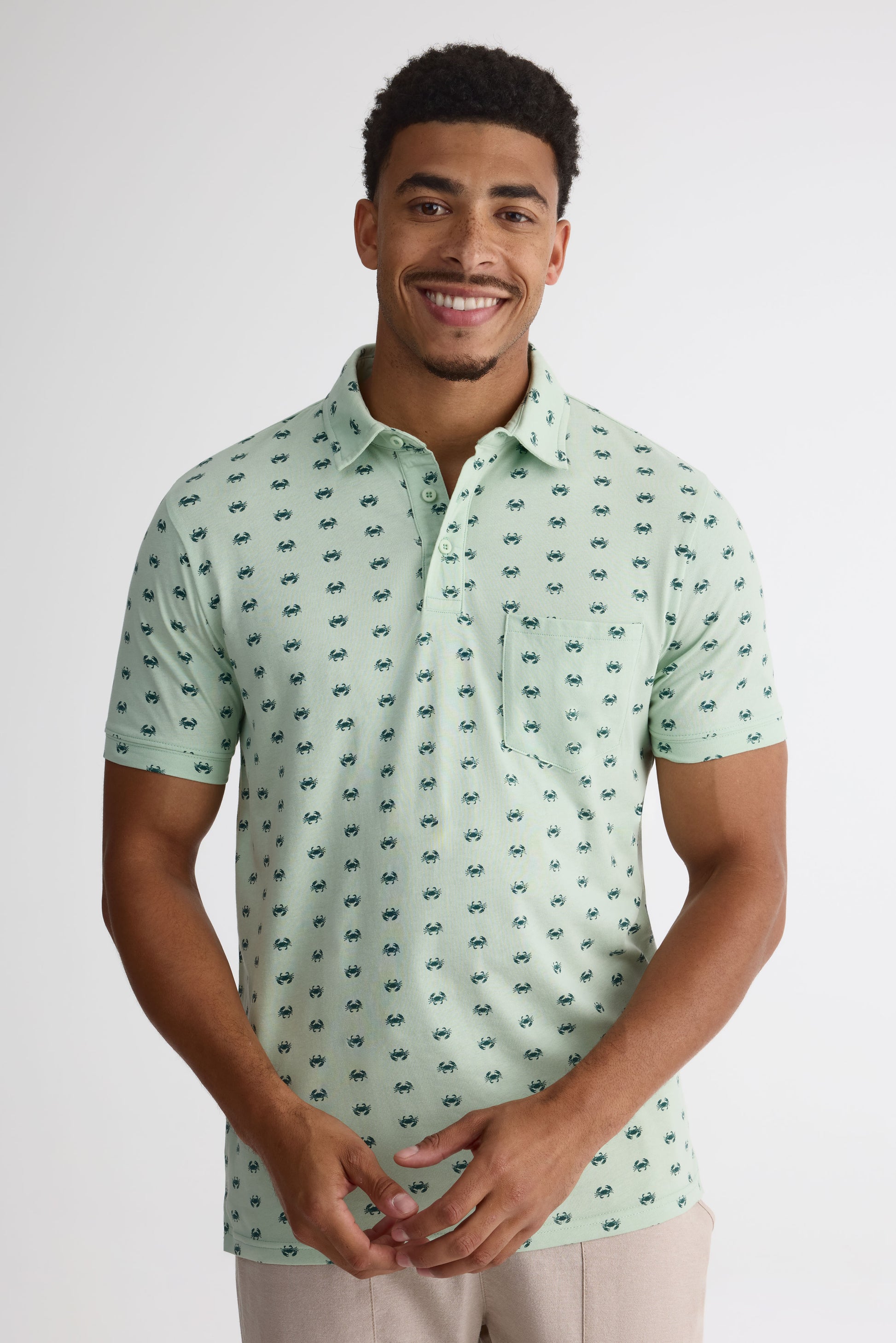 Chandail polo M/courtes avec poches - Homme && VERT/MULTI