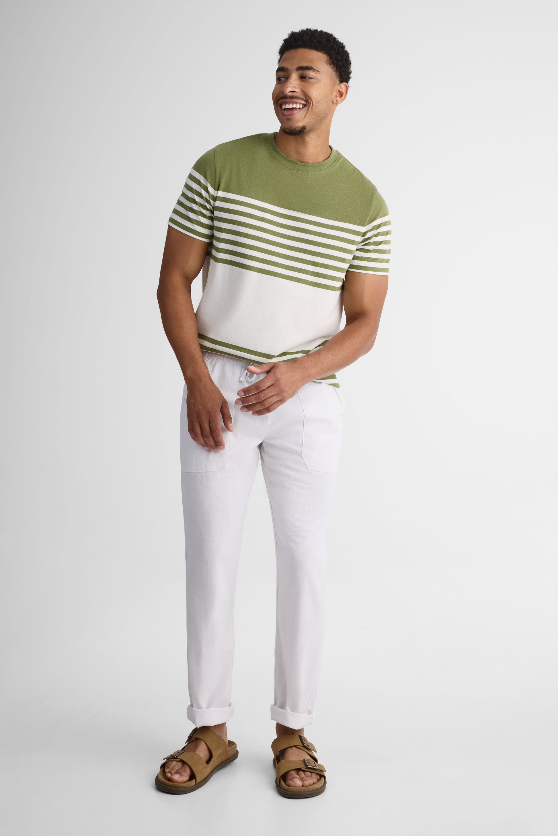 Chandail à manches courtes col rond – Homme && VERT/MULTI