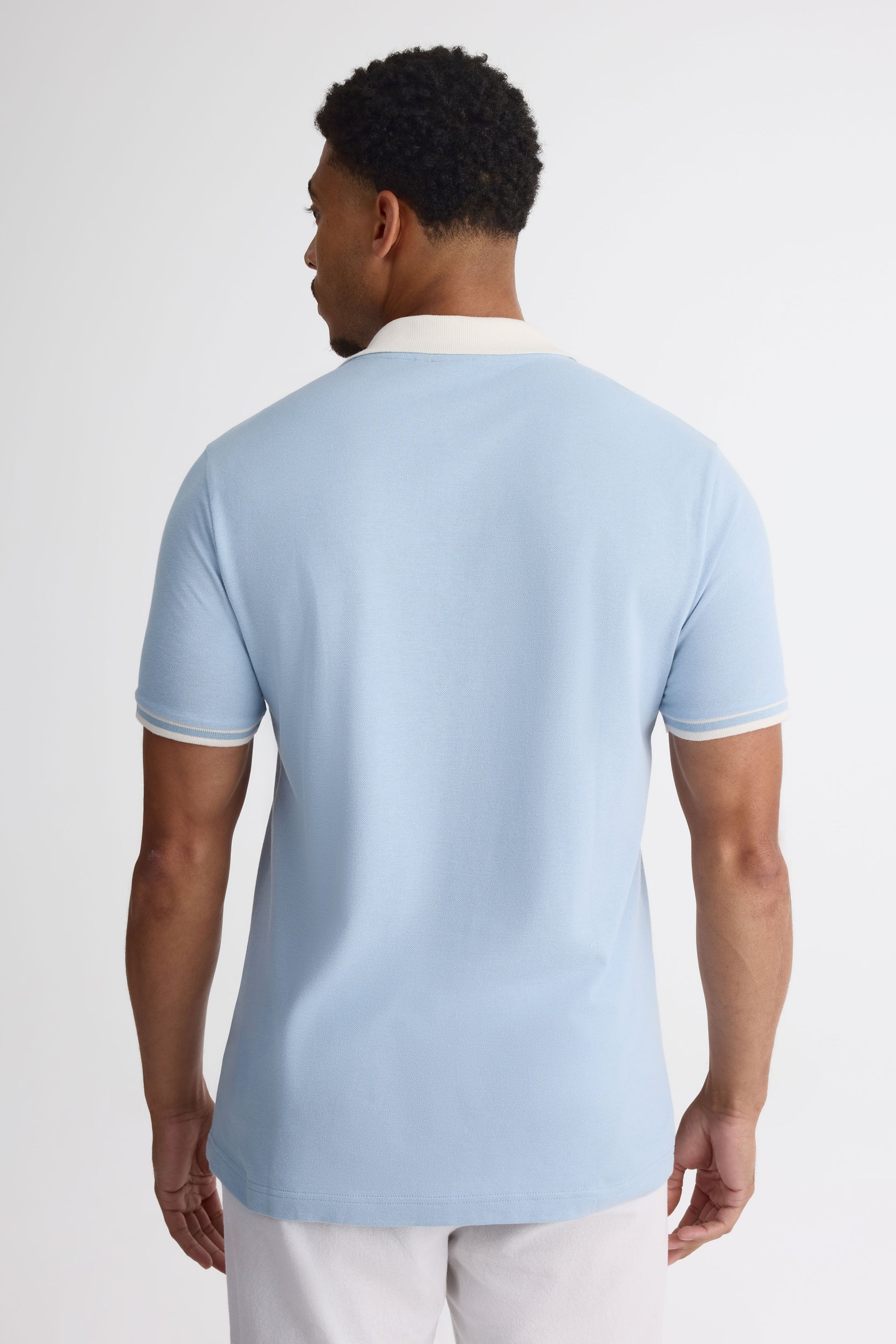 Chandail polo M/courtes en coton piqué - Homme && BLEU