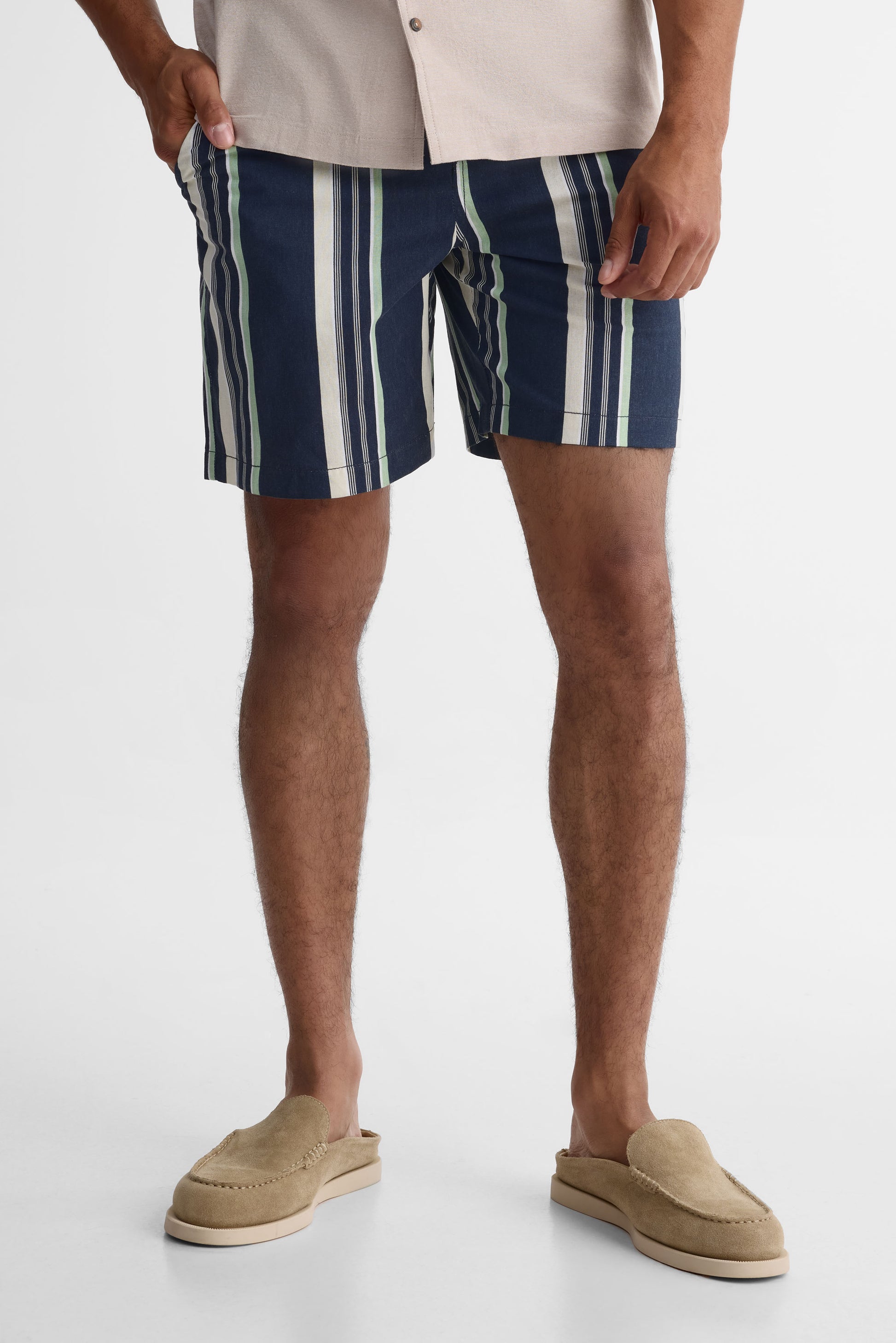Short chambray élastique à la taille - Homme && MARIN/MULTI