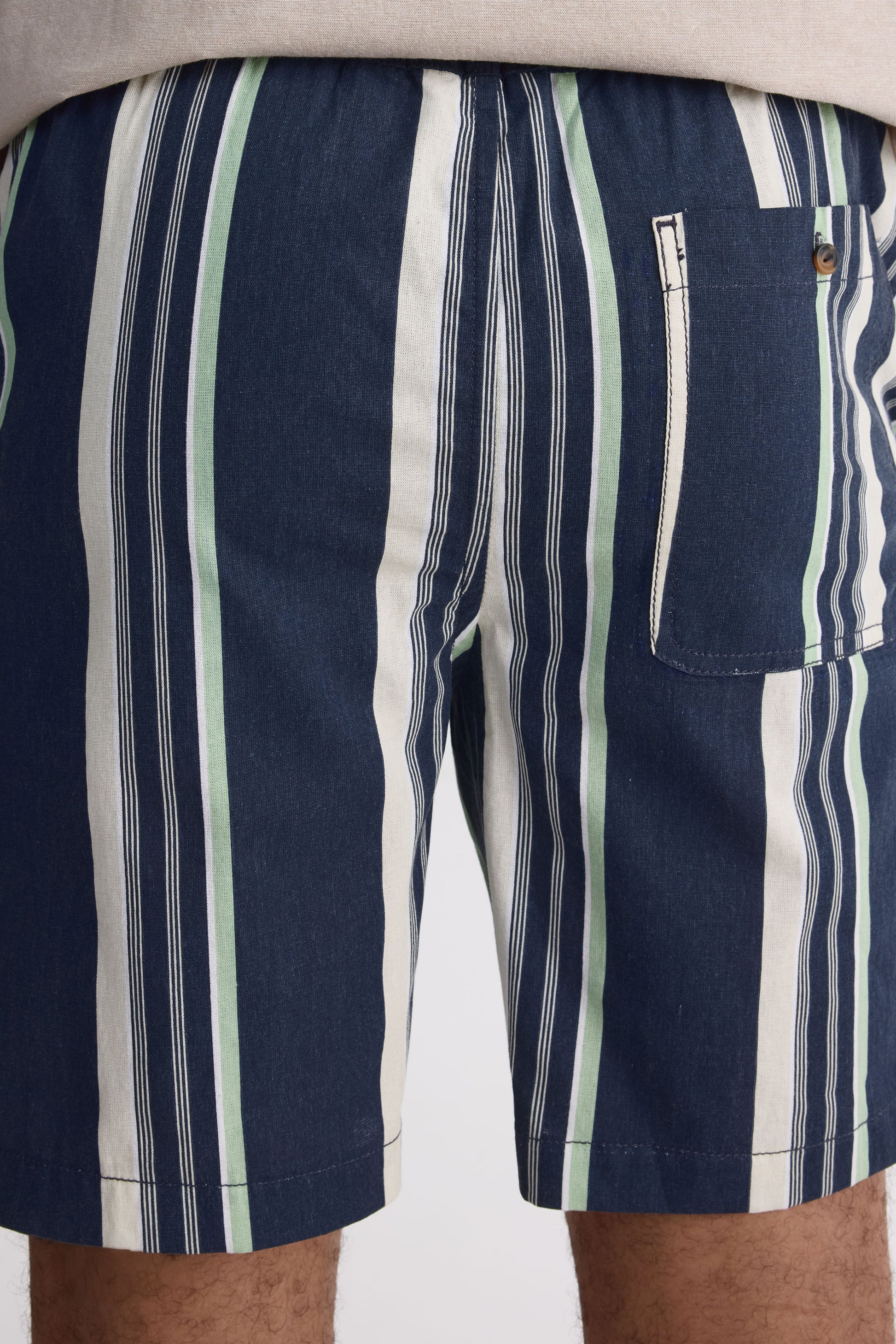 Short chambray élastique à la taille - Homme && MARIN/MULTI