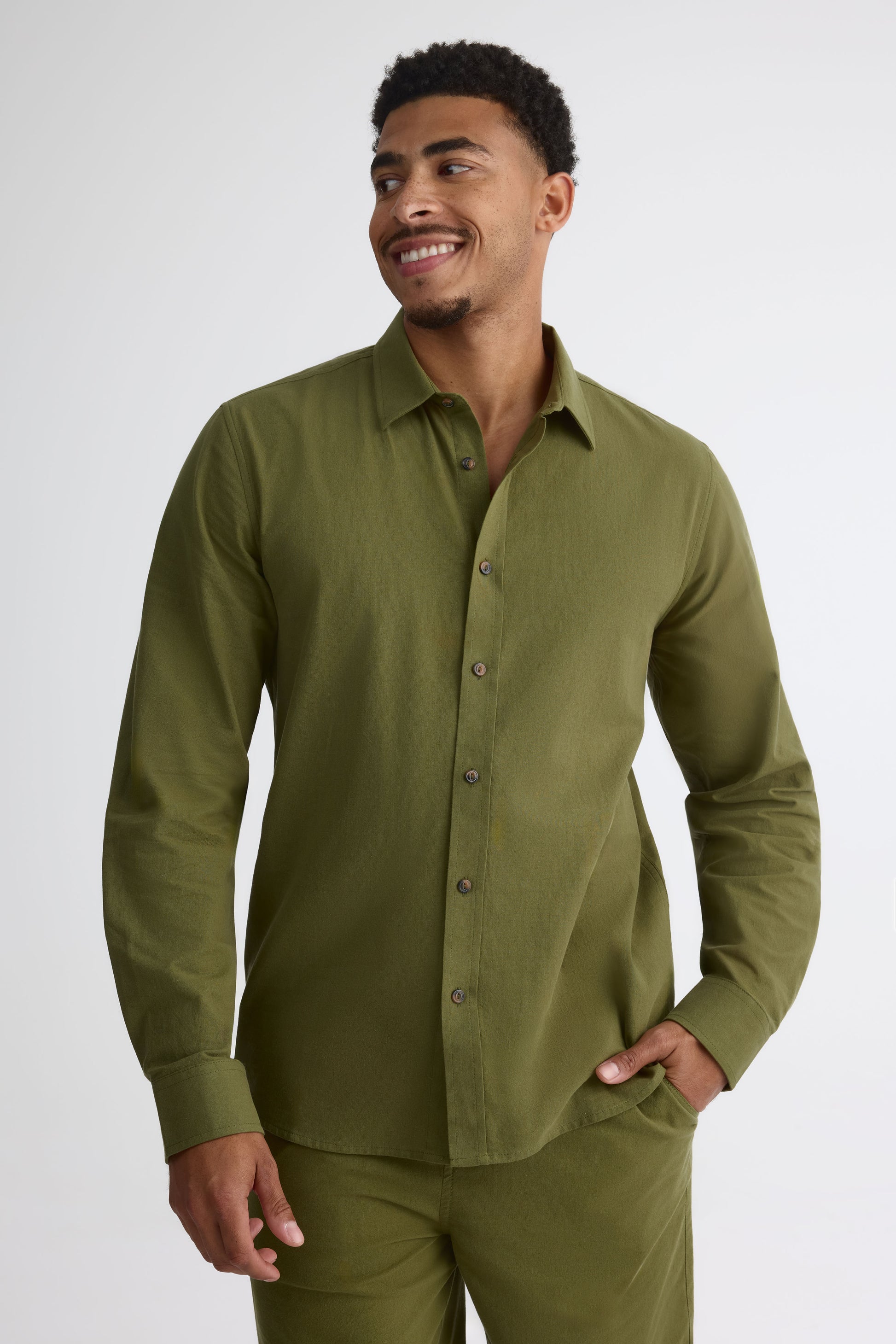 Chemise à manches longues - Homme && VERT