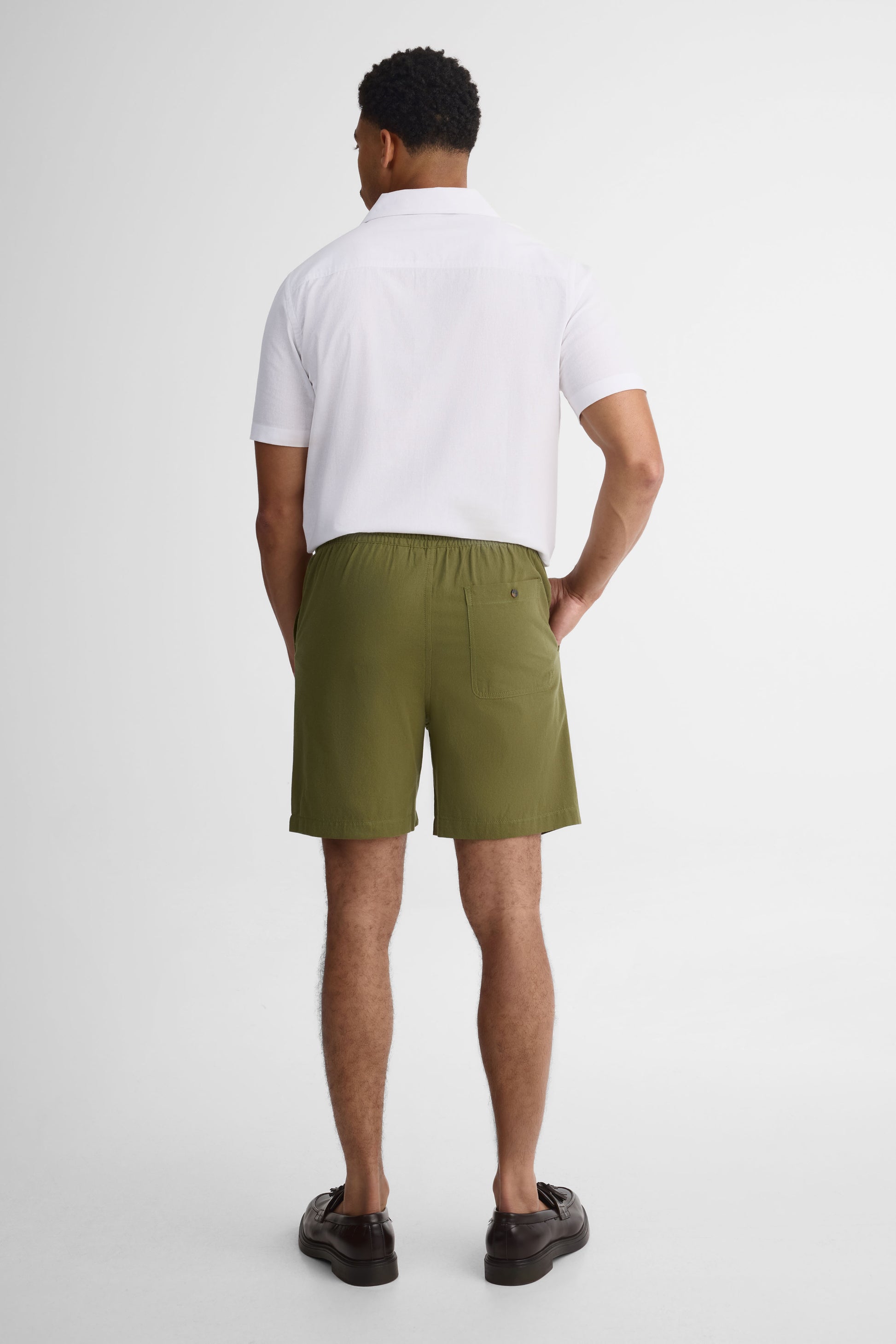 Short en chambray avec cordon - Homme && VERT