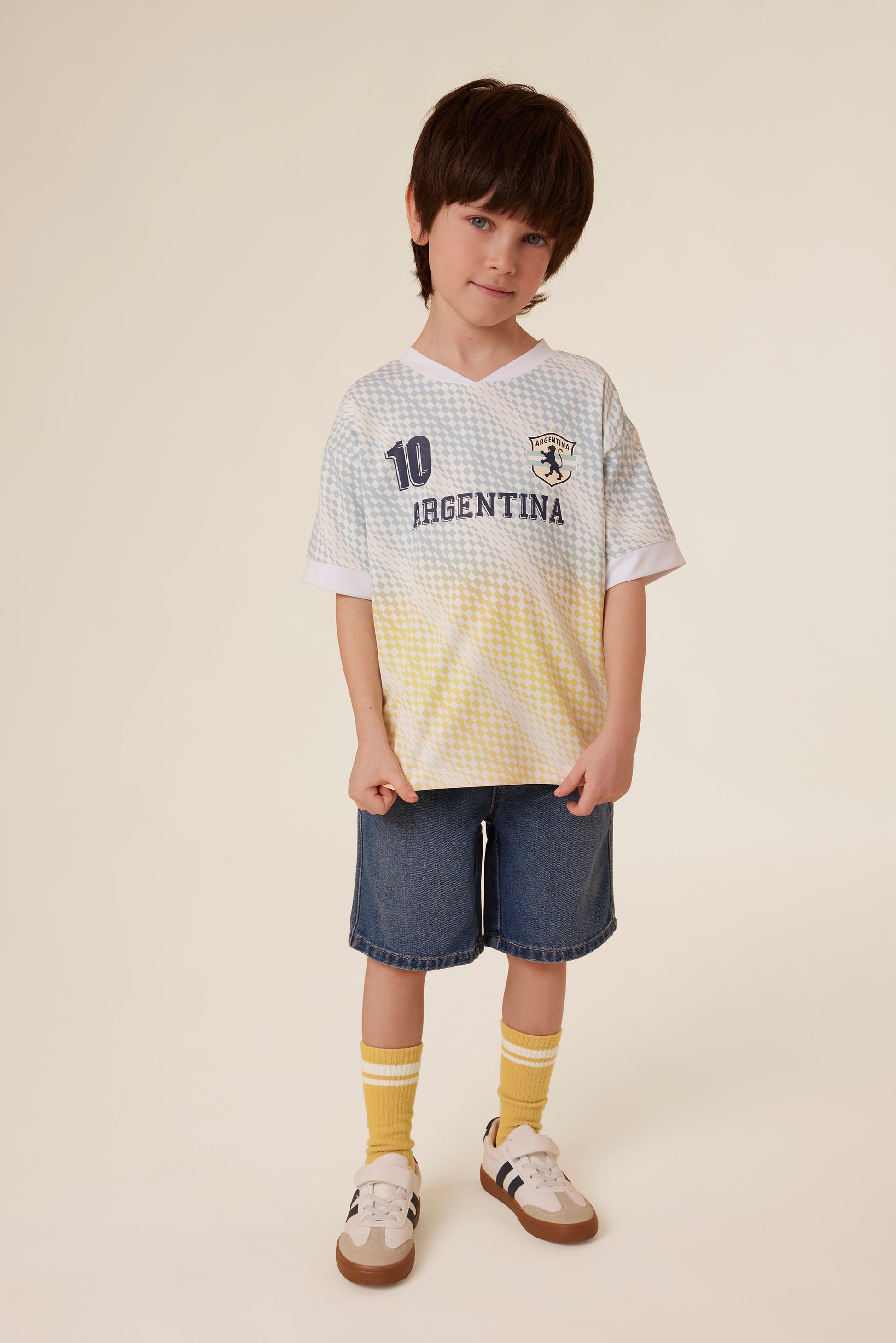 Chandail oversize manches courtes - Enfant garçon && BLANC MULTI