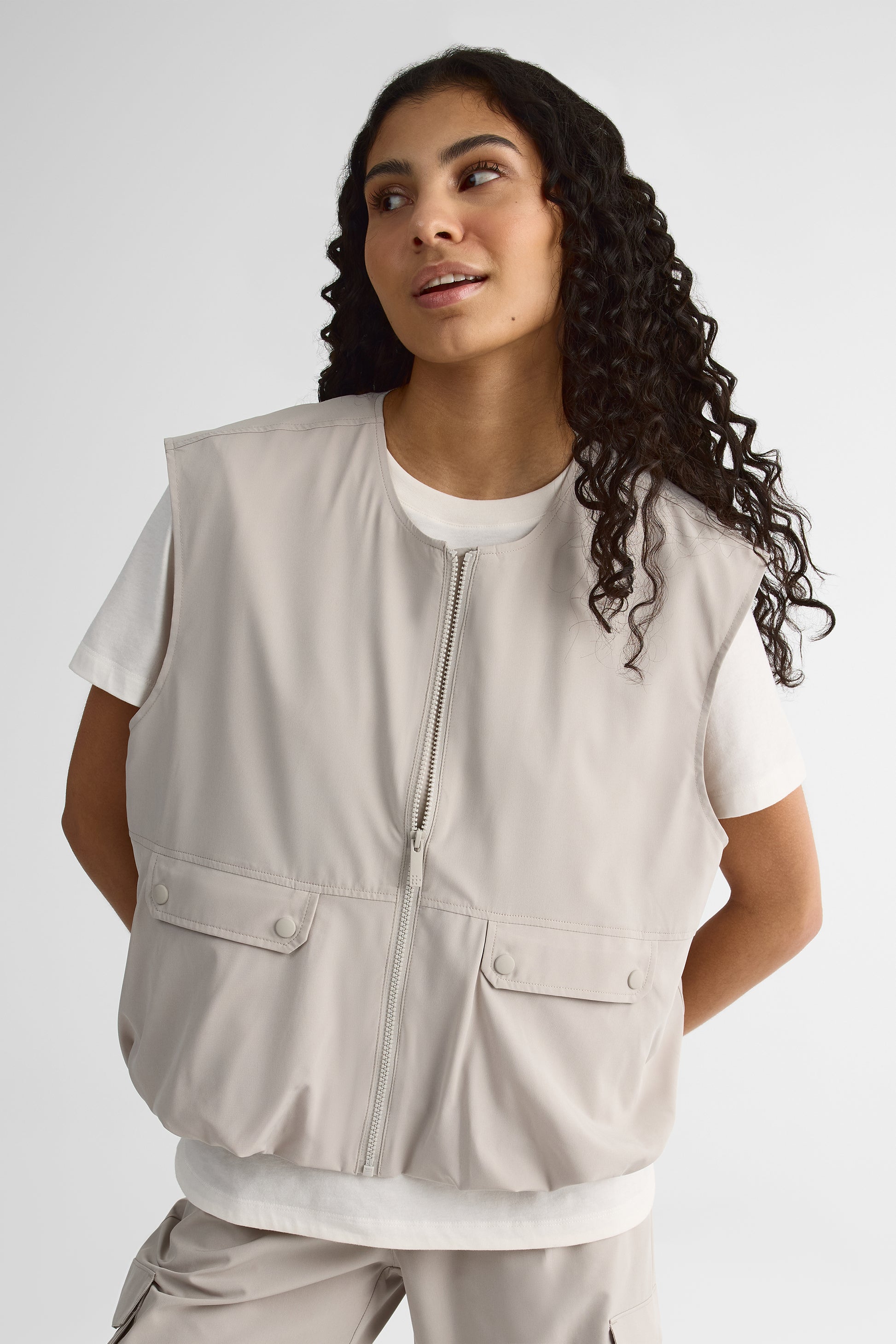 Veste utilitaire sans manches - Femme && BEIGE
