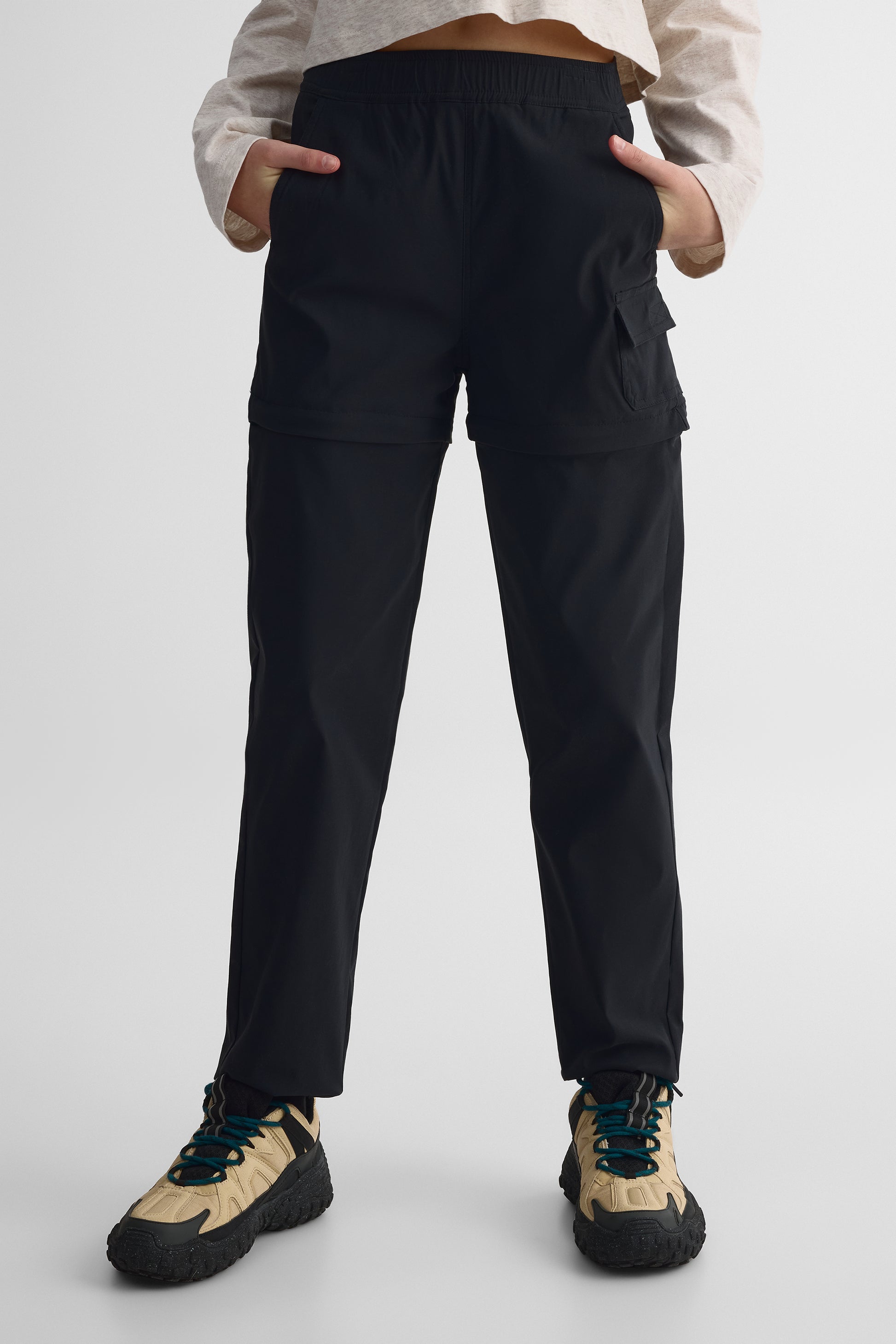 Pantalon jogging convertible élastique - Ado fille && NOIR