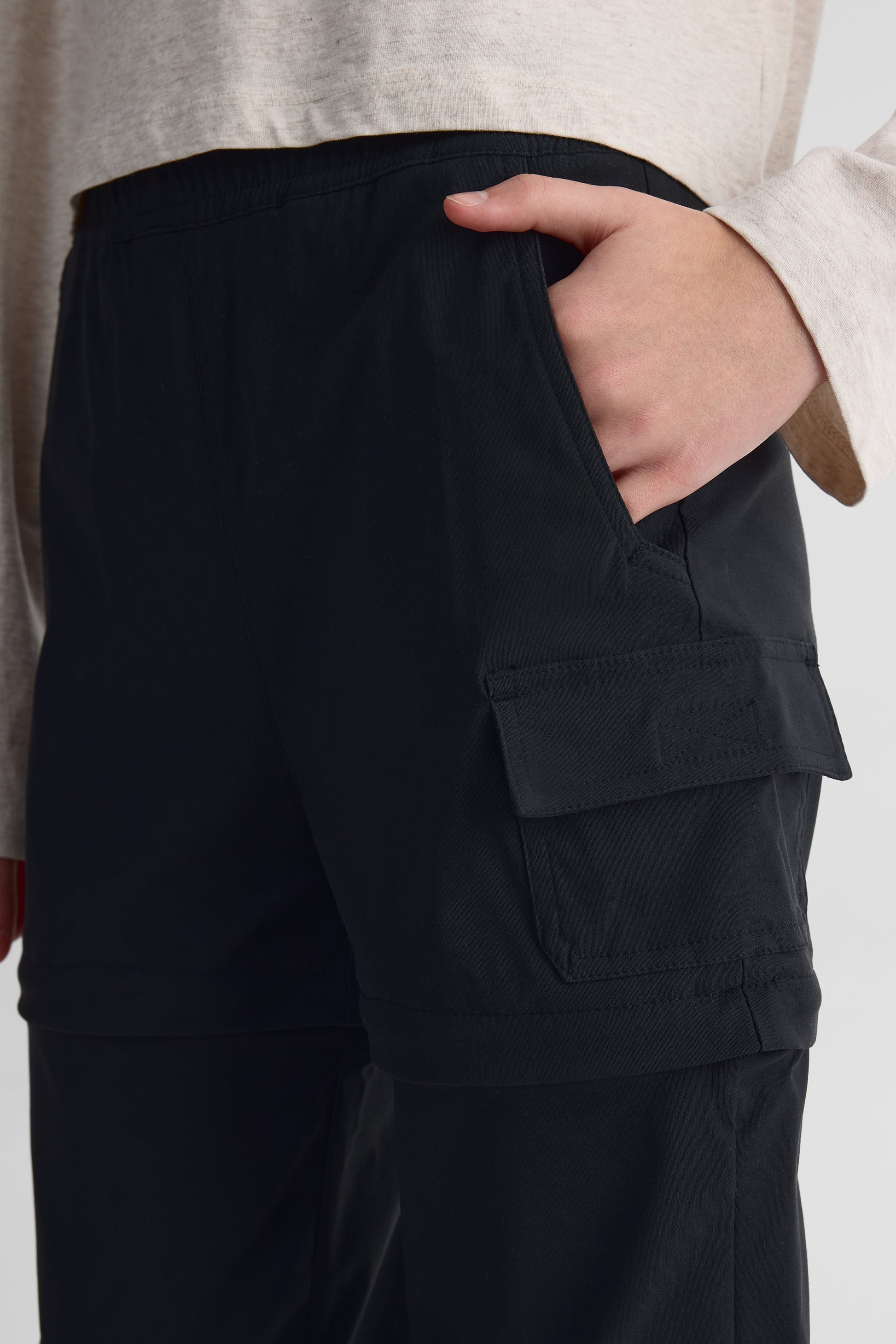 Pantalon jogging convertible élastique - Ado fille && NOIR