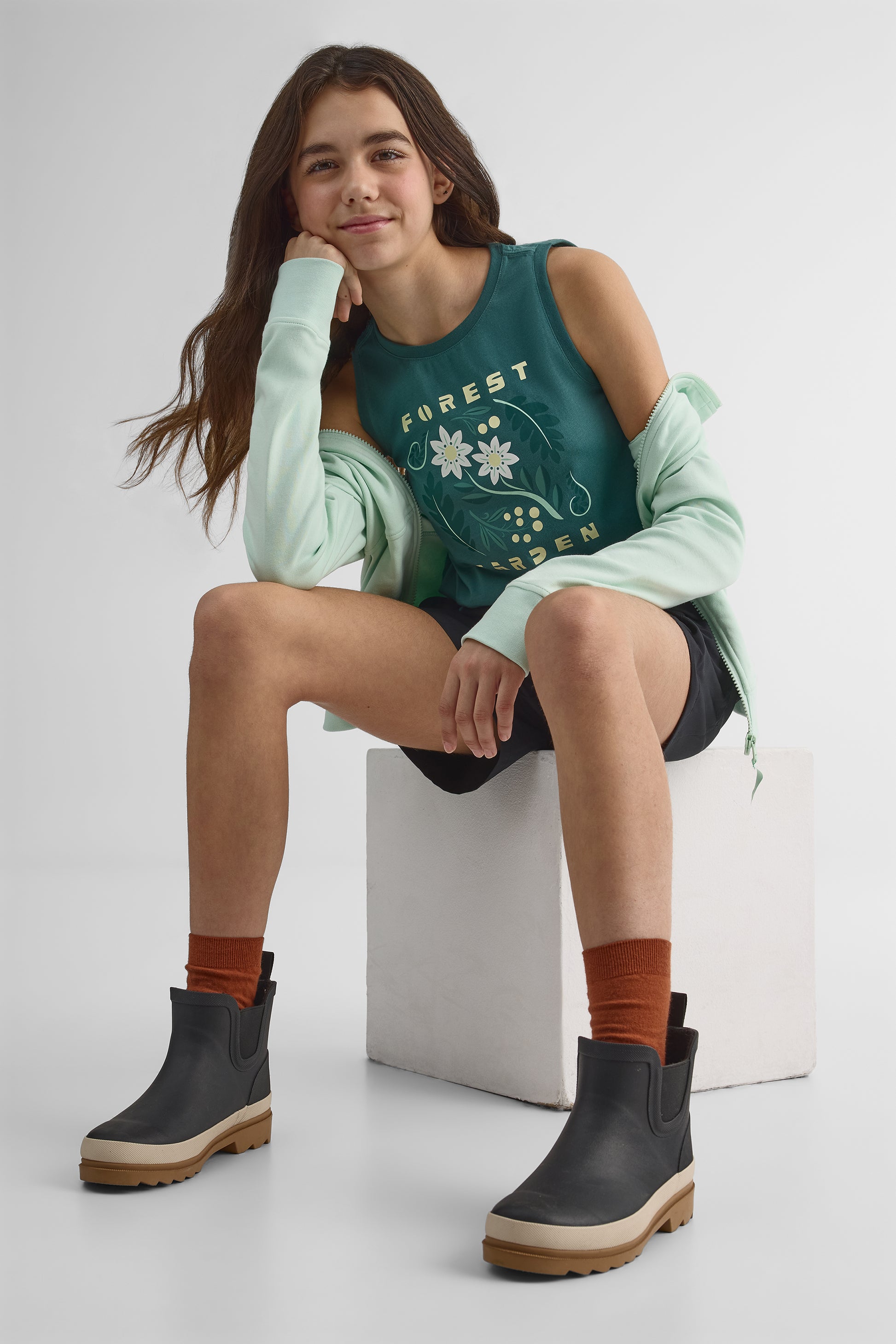 Short cargo élastique avec poches - Ado fille && NOIR