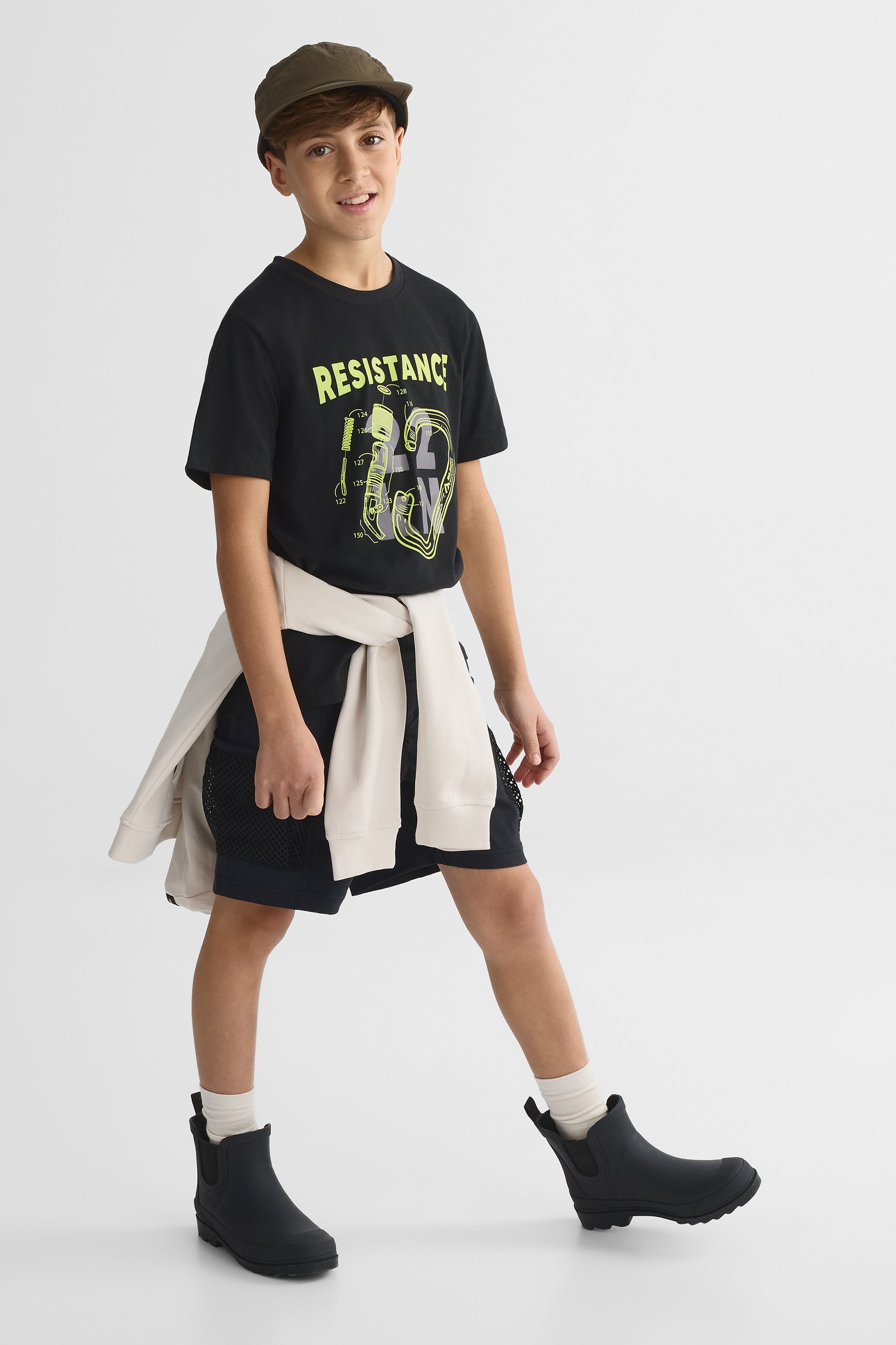 Short cargo stretch avec poches - Ado garçon && NOIR