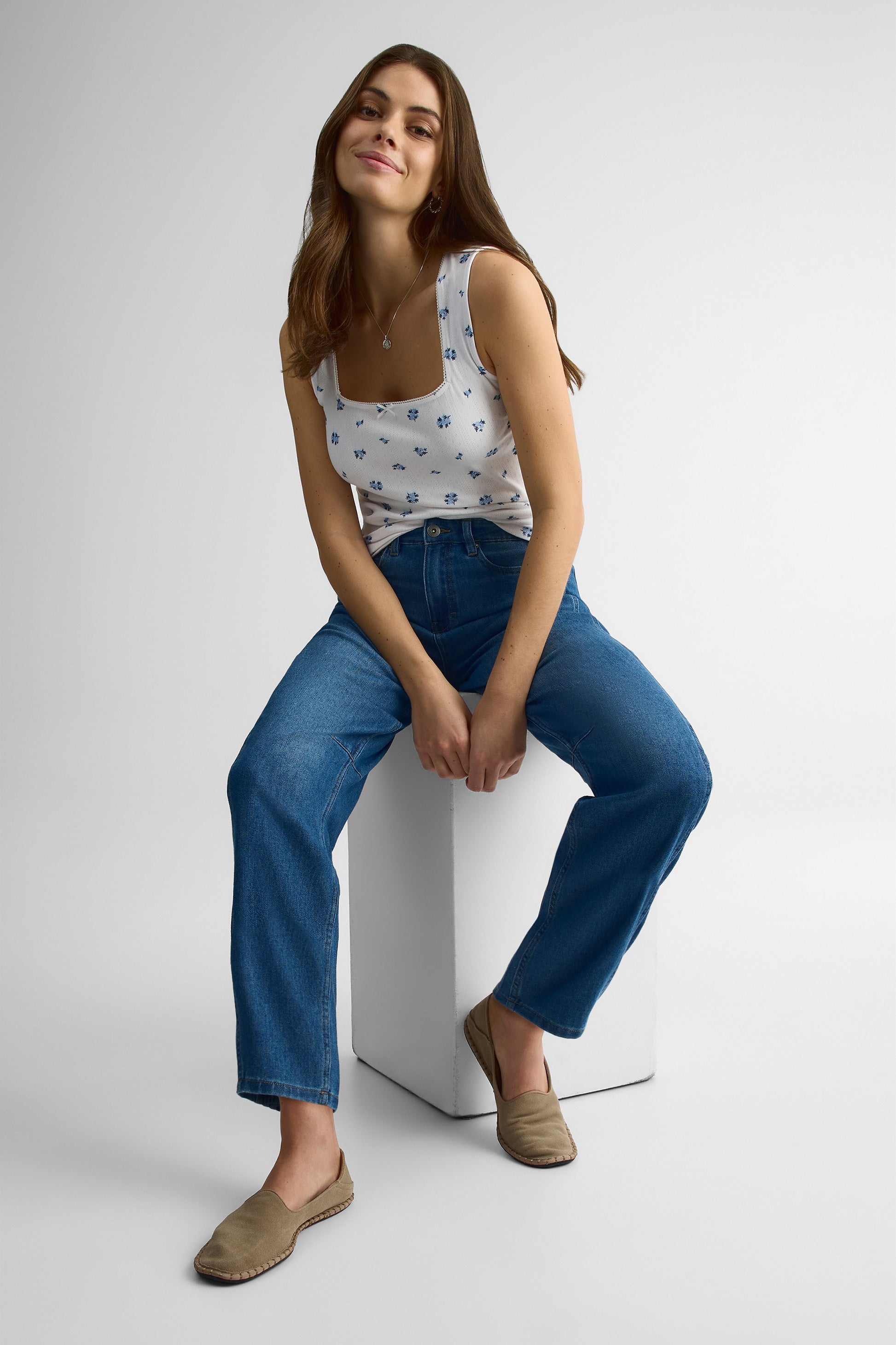 Jeans barrel taille haute – Femme && DENIM FONCE
