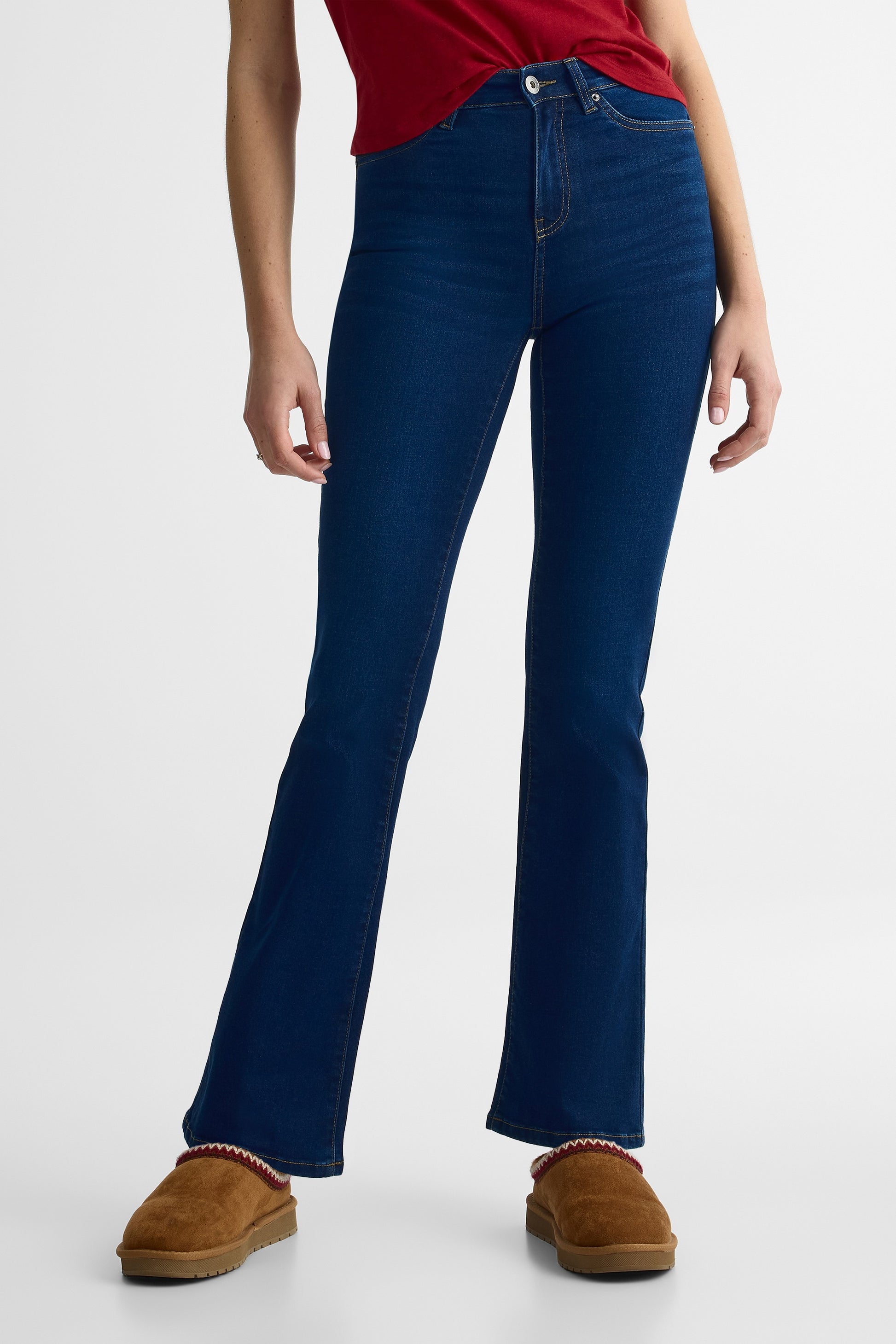 Jeans taille haute slim flare – Femme && DENIM FONCE