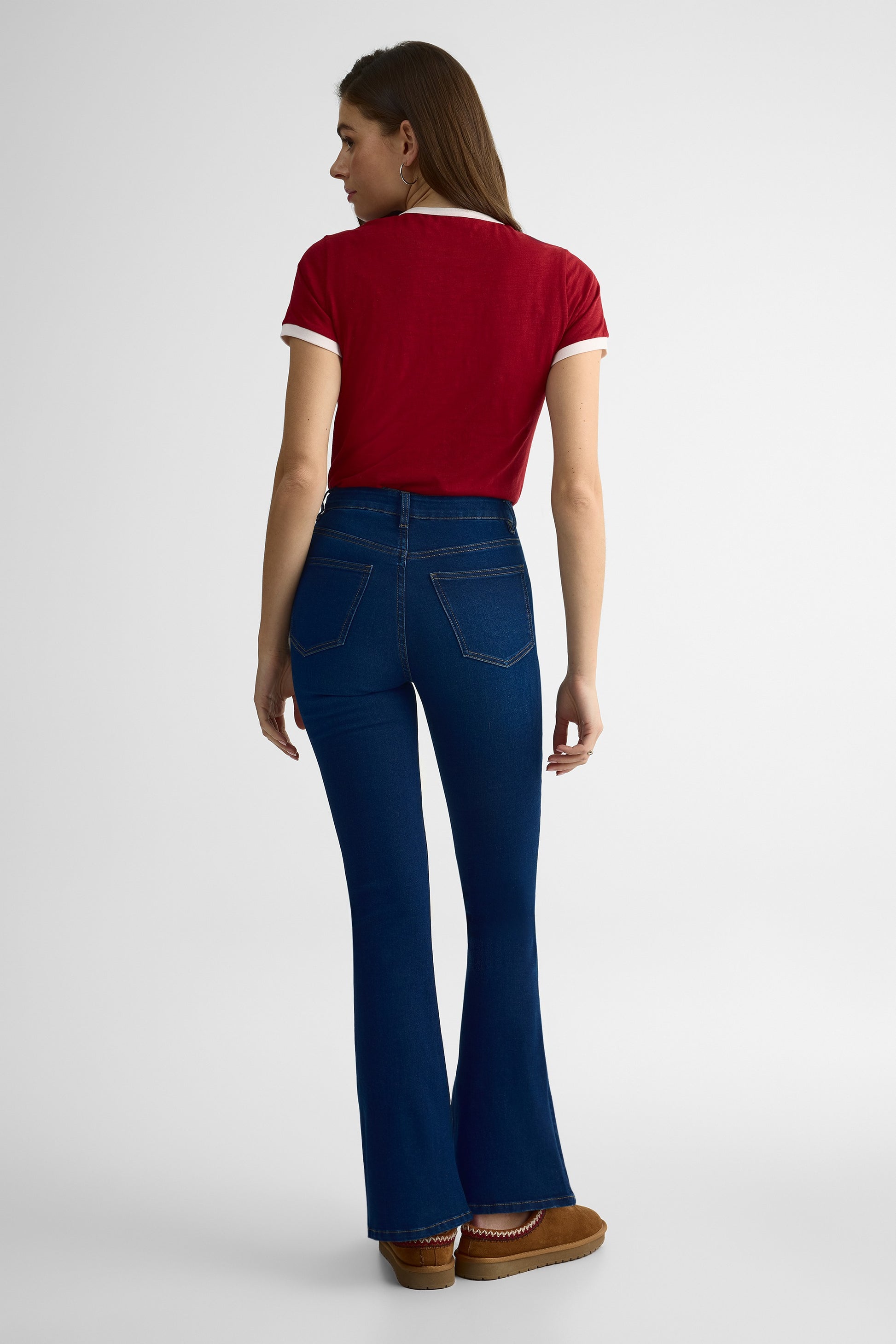 Jeans taille haute slim flare – Femme && DENIM FONCE