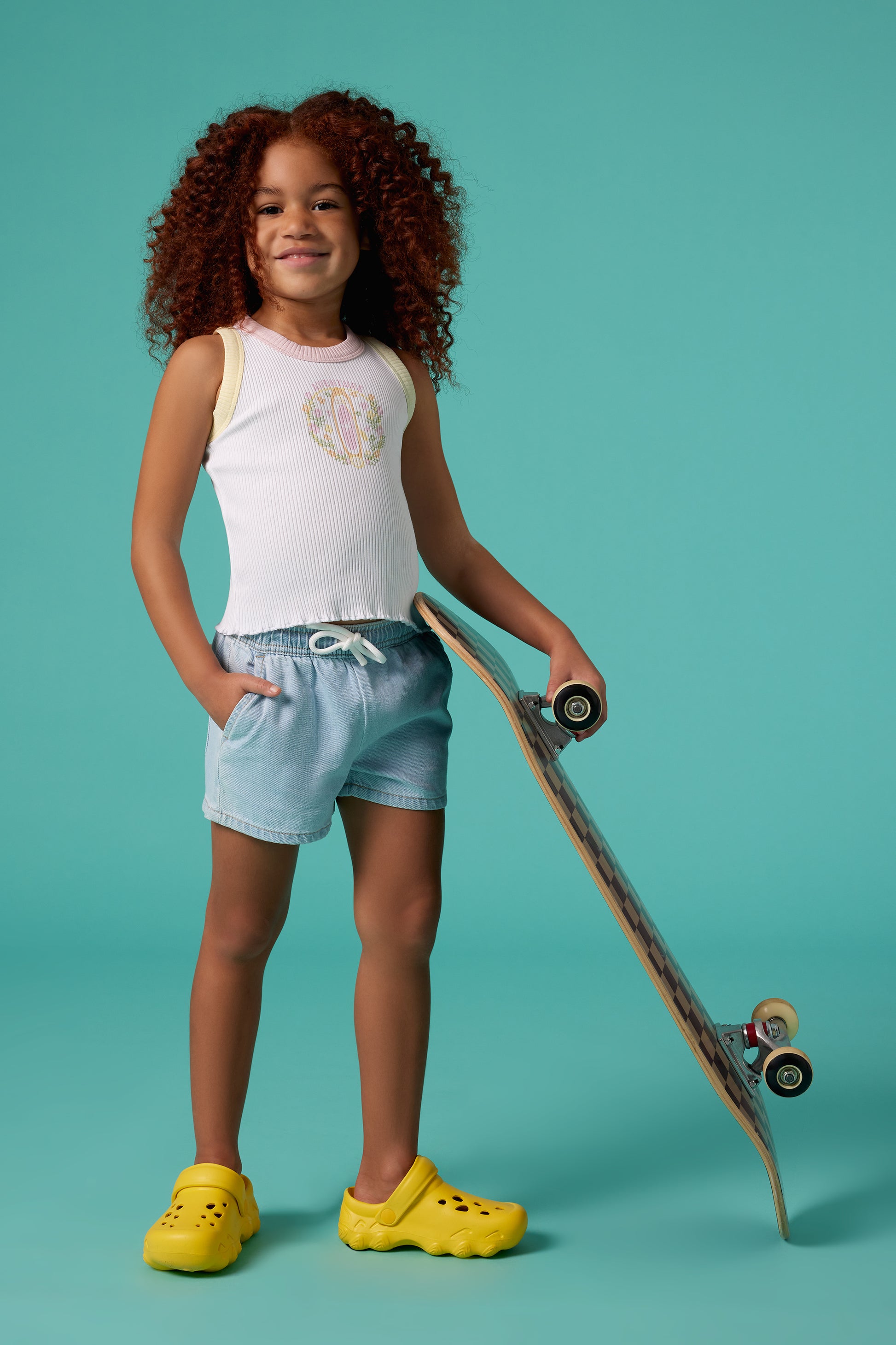 Short court en denim léger - Enfant fille && DENIM PALE