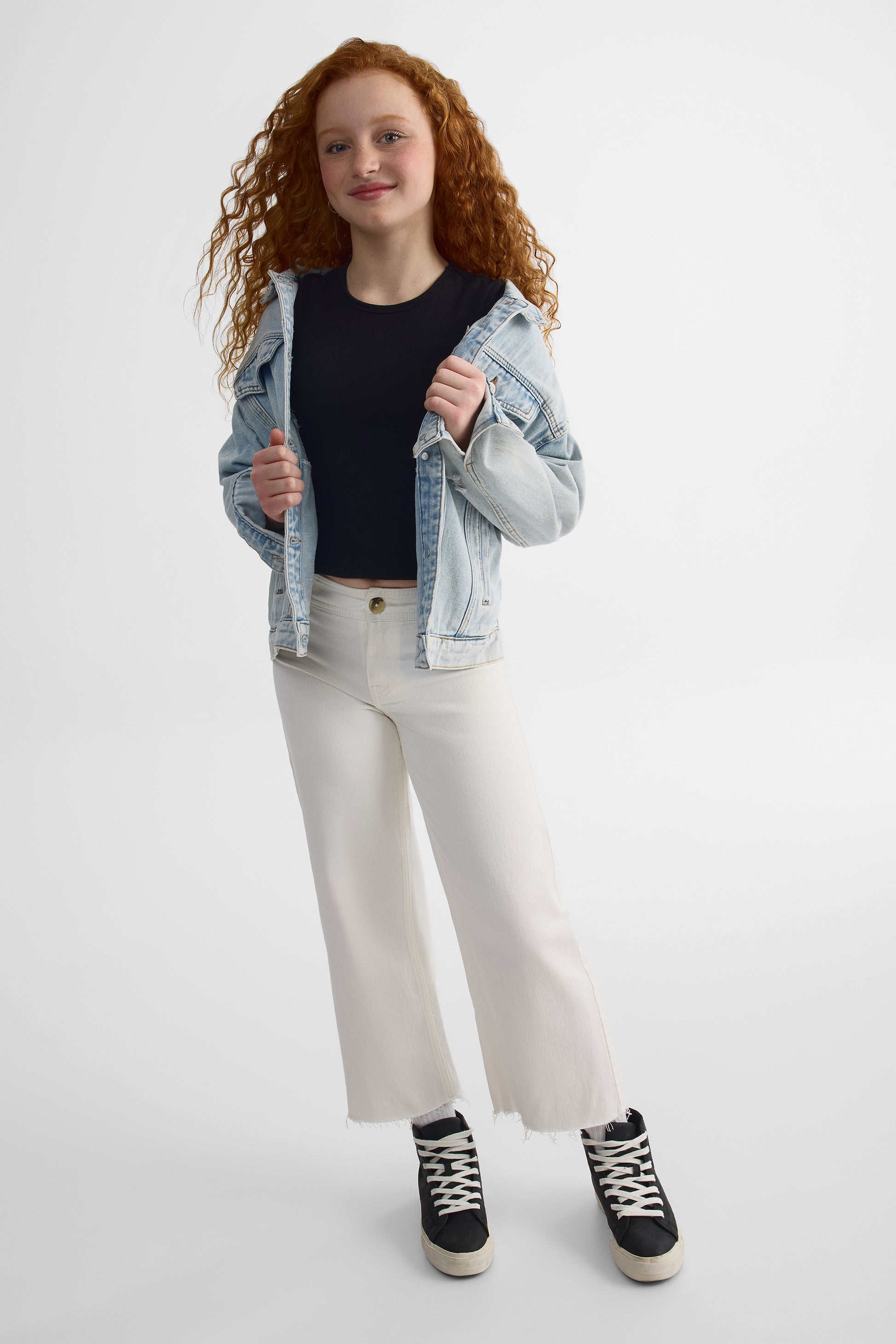 Pantalon en denim stretch, jambes larges - Ado garçon - Aubainerie