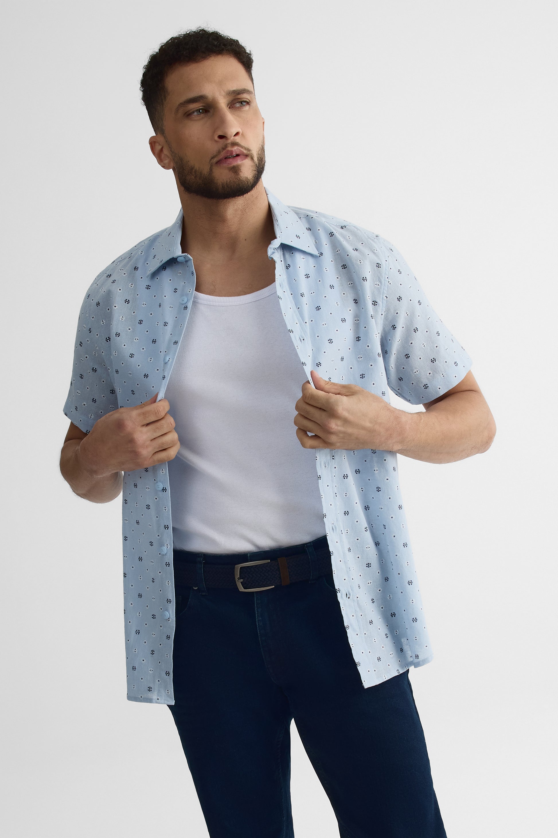 Chemise m/courtes en chambray – Homme - Aubainerie