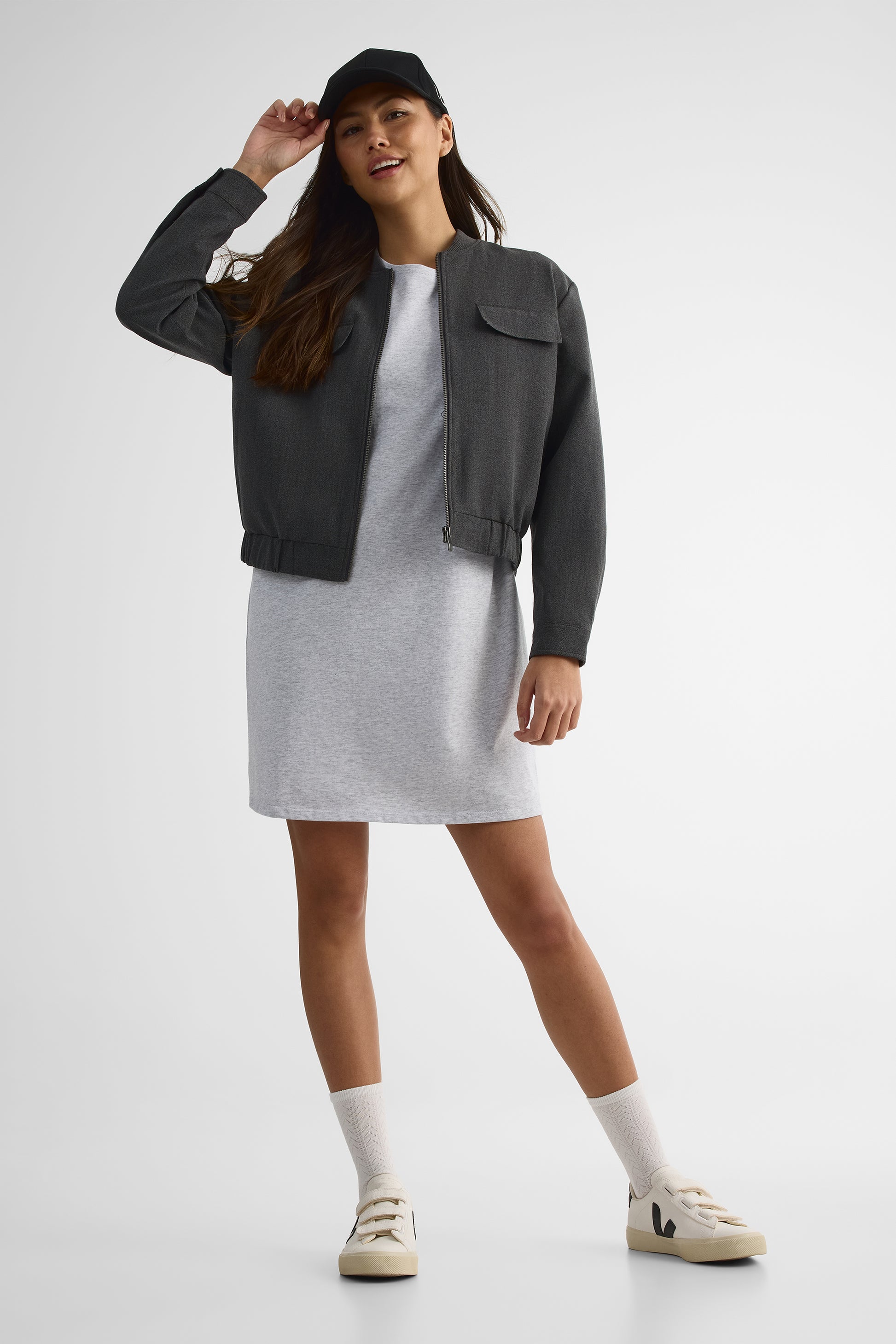Robe courte à poche - Femme && GRIS MIXTE