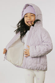 Manteau léger matelassé coeurs - Enfant fille && GRIS