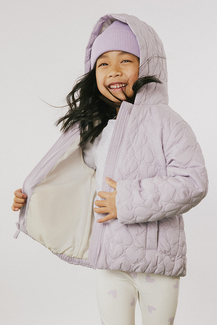 Manteau léger matelassé coeurs - Enfant fille && GRIS