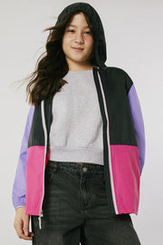 Manteau anorak colorblock avec capuchon - ado fille && NOIR