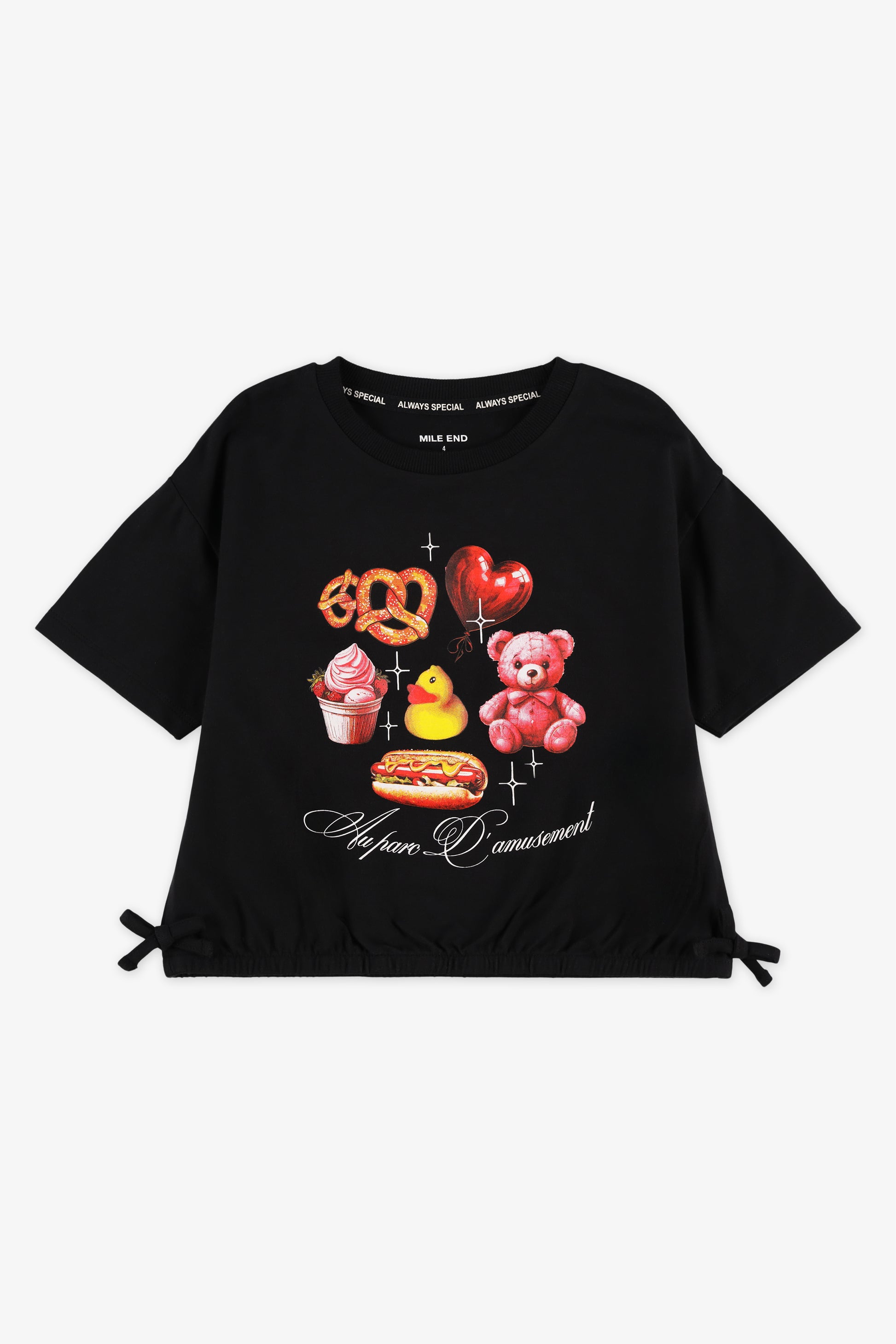 T-shirt imprimé à ourlet élastique - Enfant fille && NOIR