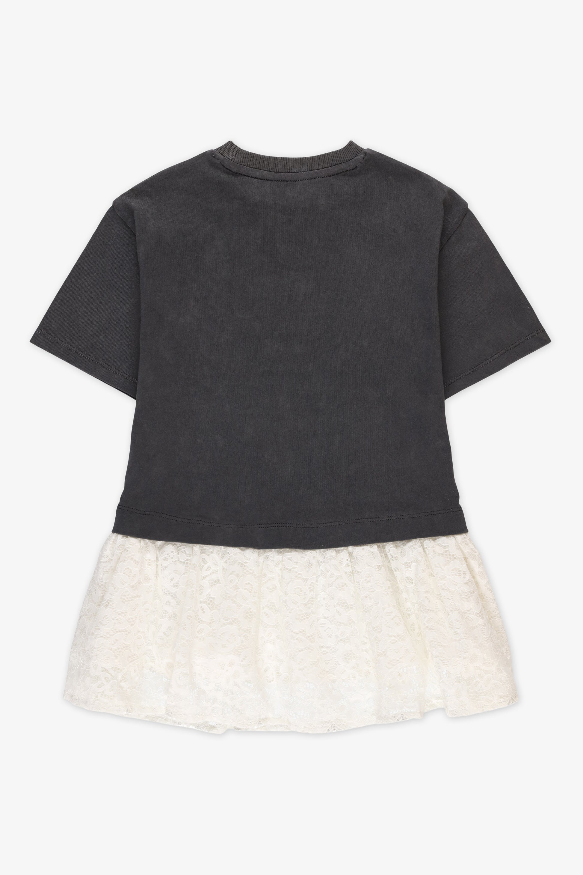 Robe M/courtes col rond imprimée - Enfant fille && CHARBON