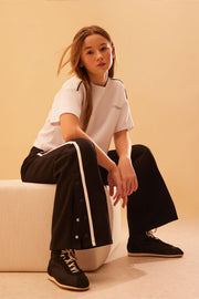 Pantalon sport large avec snaps - Enfant fille && NOIR