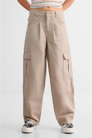 Pantalon skater cargo en twill brossé - Ado fille && BEIGE