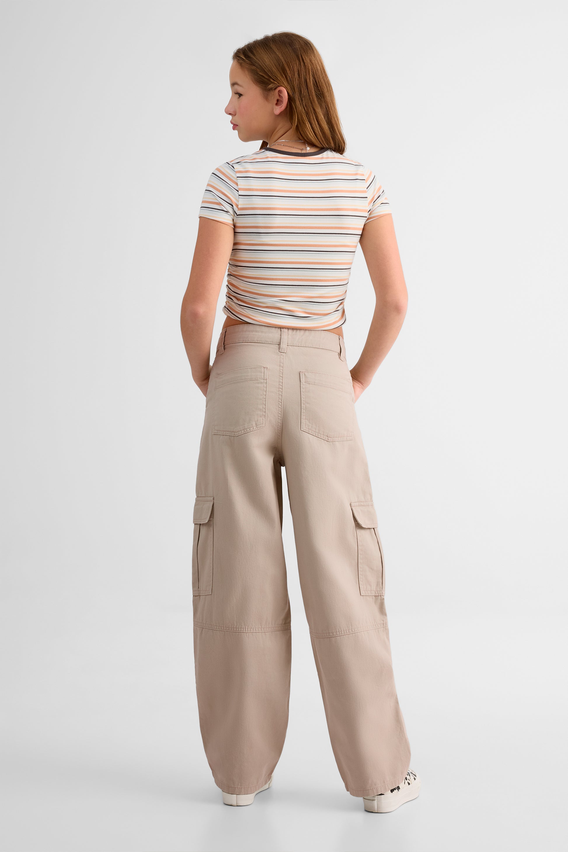 Pantalon skater cargo en twill brossé - Ado fille && BEIGE