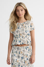 Blouse imprimée à manches courtes - Ado fille && BEIGE