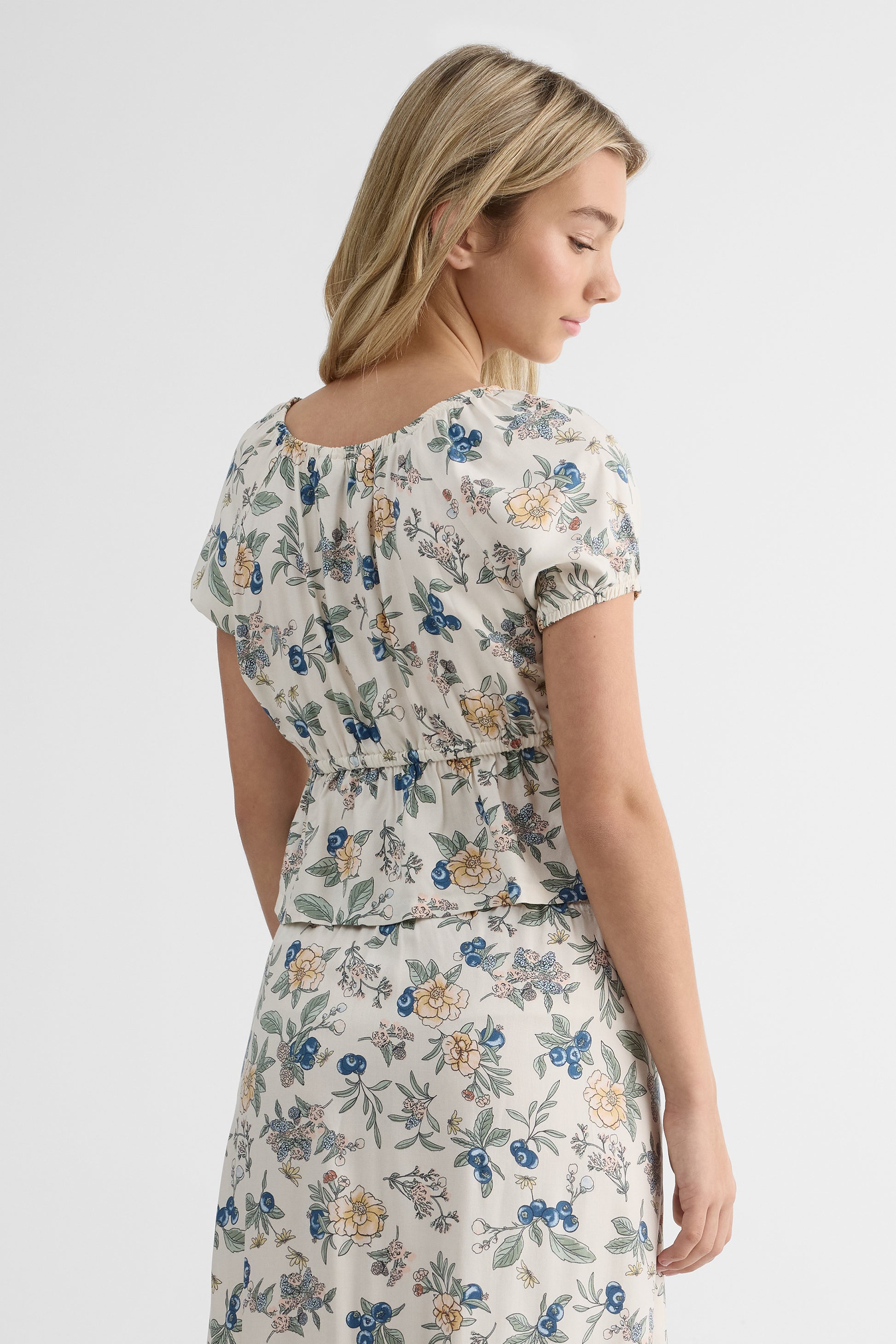 Blouse imprimée à manches courtes - Ado fille && BEIGE