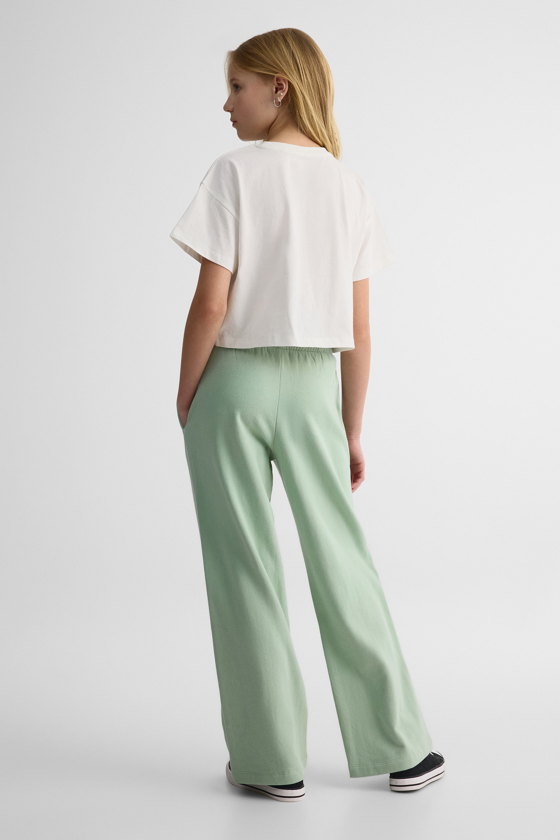 Pantalon ouaté à jambes larges – Ado fille && VERT