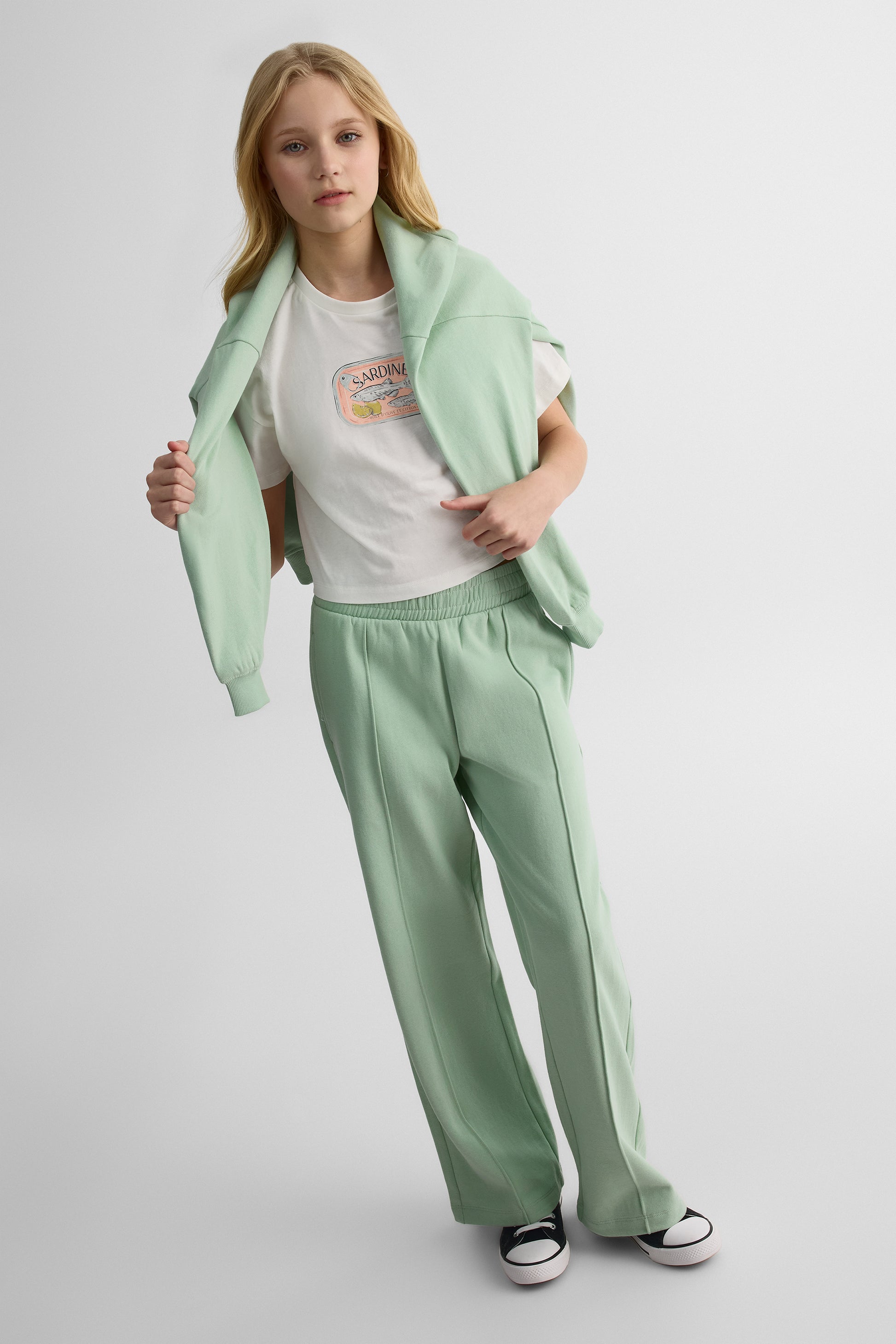 Pantalon ouaté à jambes larges – Ado fille && VERT
