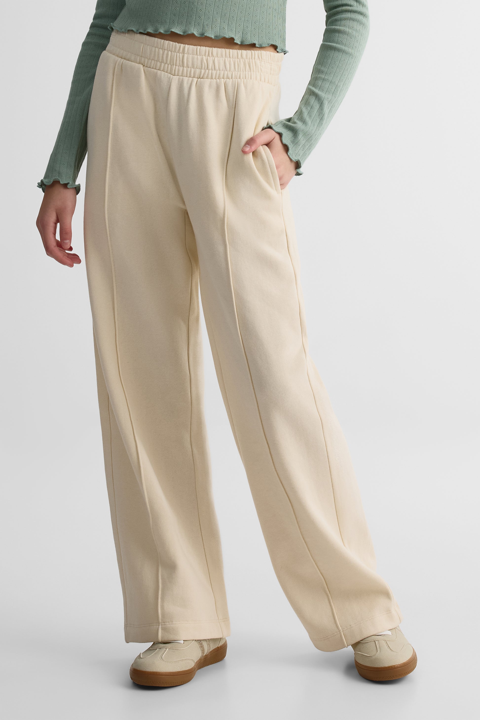 Pantalon ouaté à jambes larges – Ado fille && BEIGE