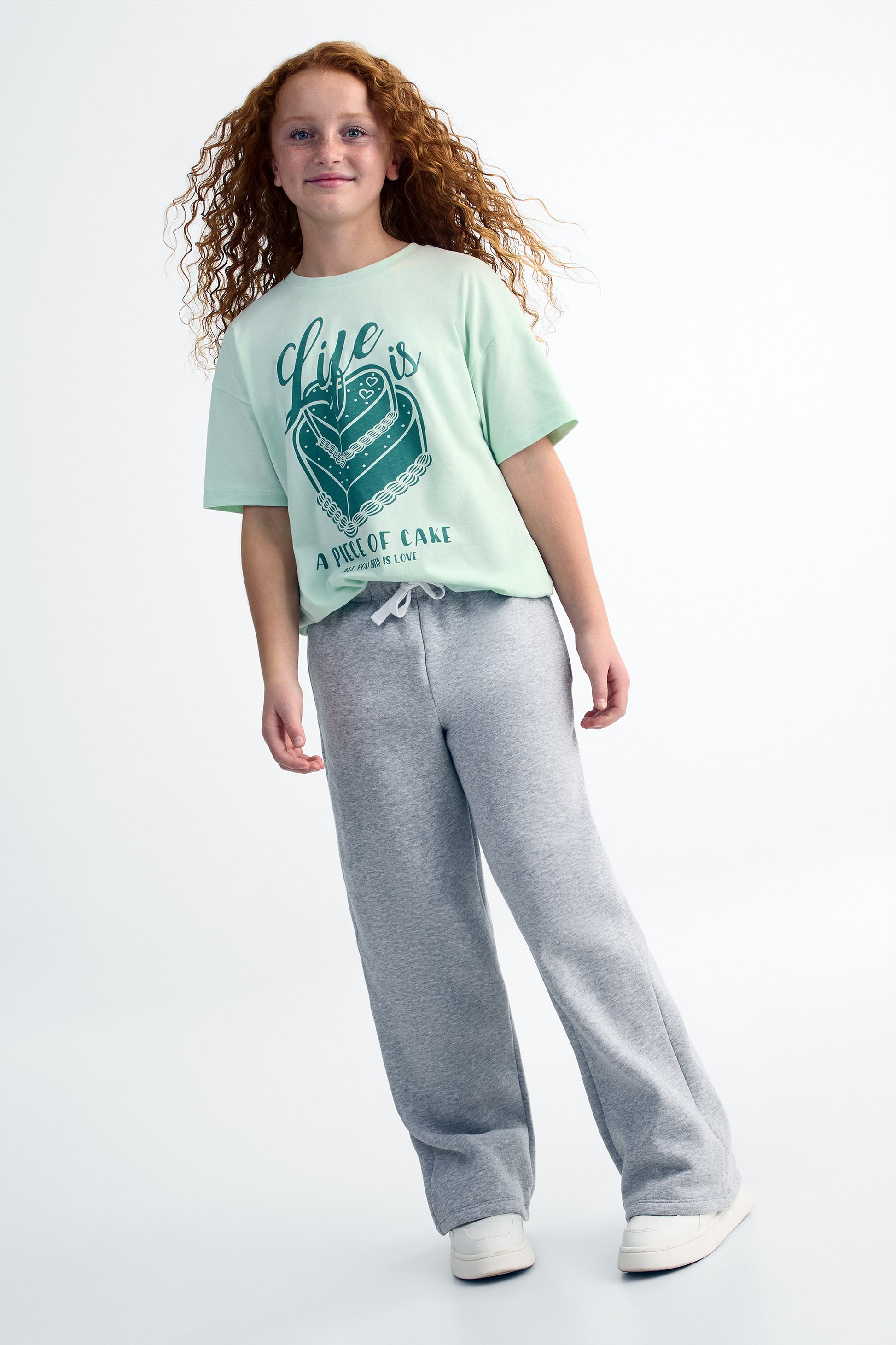Pantalon ouaté uni à jambes larges - Ado fille && GRIS MIXTE