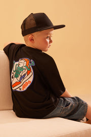 Chandail M/courtes oversize en coton - Enfant garçon && NOIR