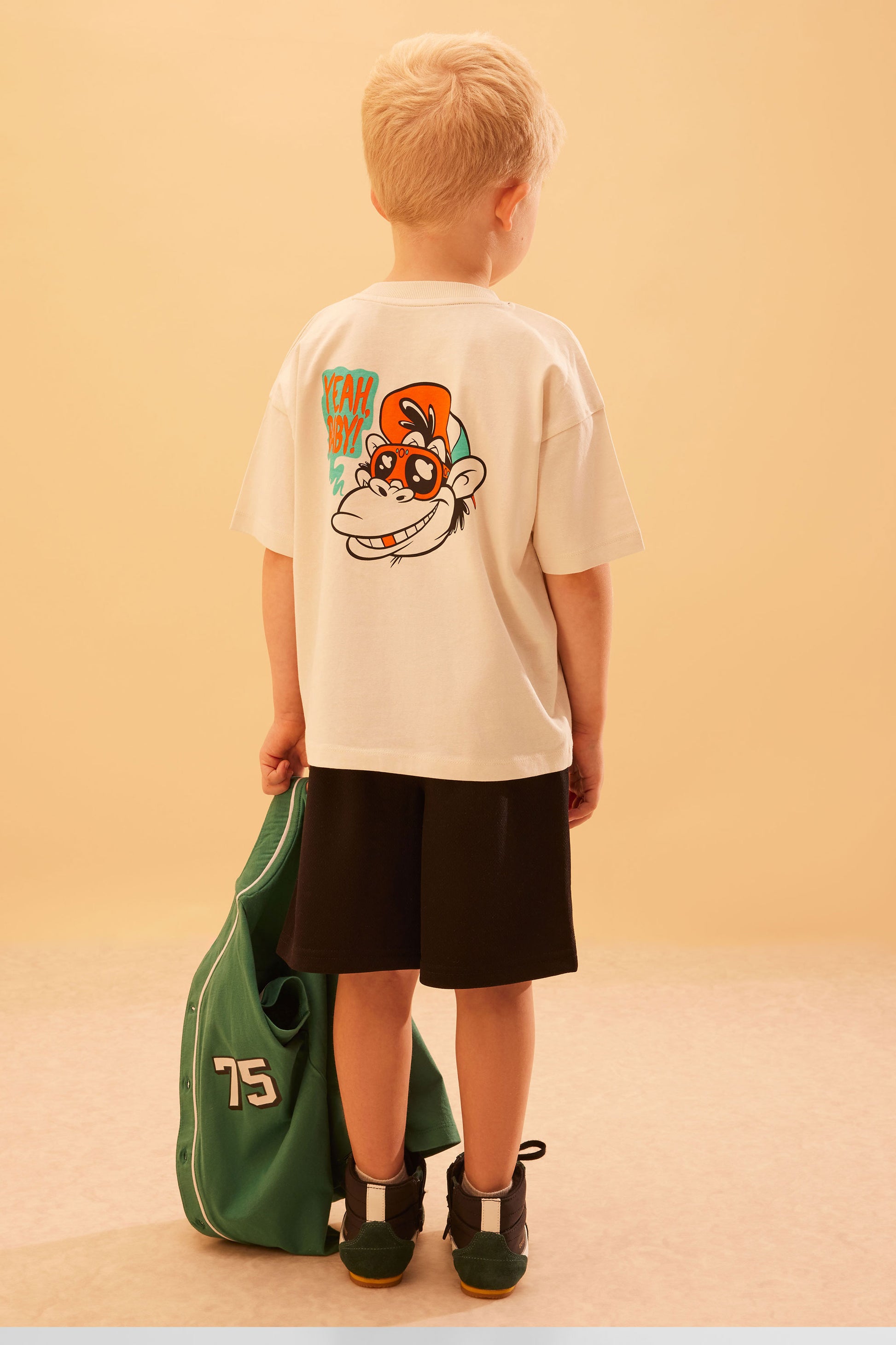 Chandail M/courtes oversize en coton - Enfant garçon && BLANC CASSÉ