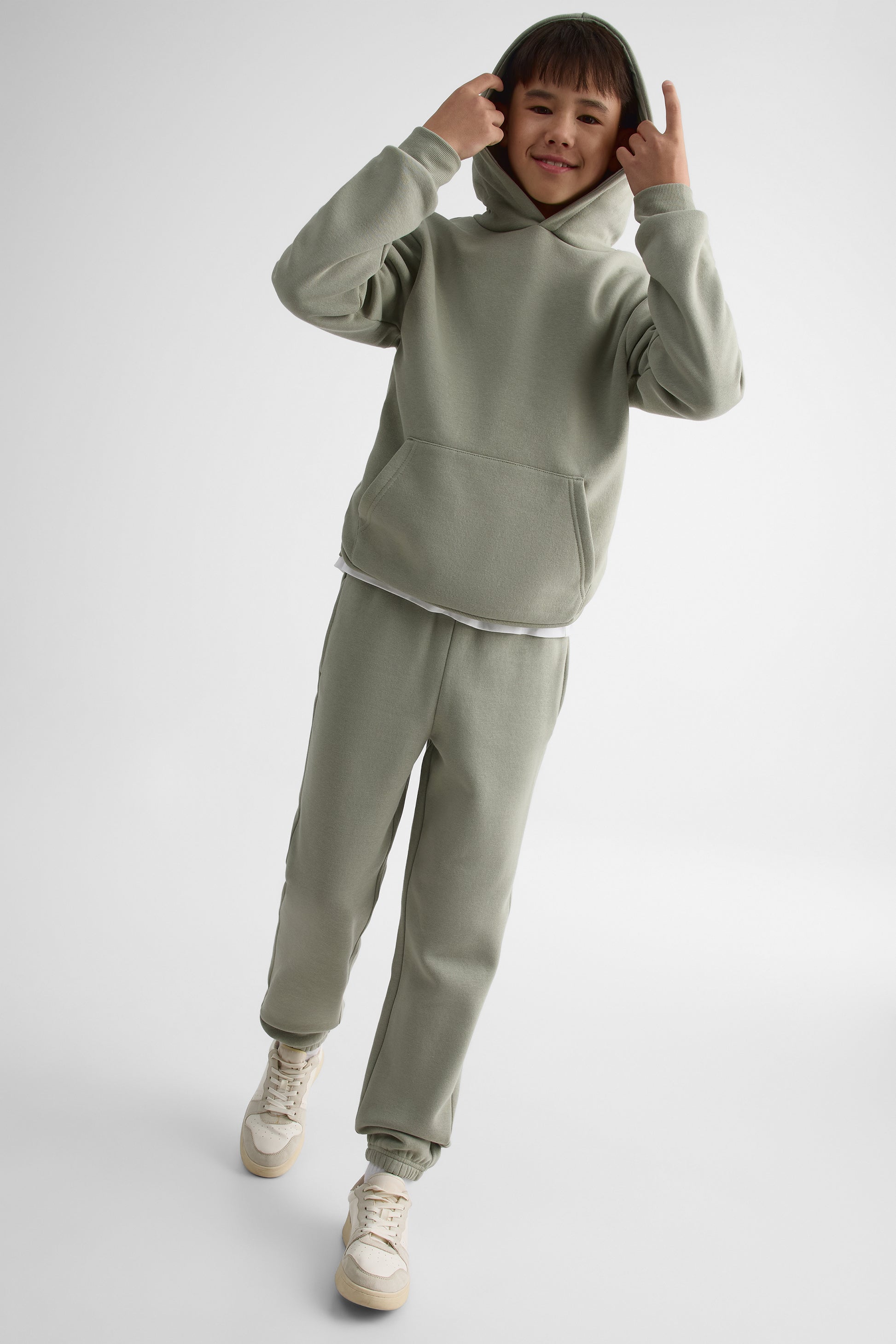 Jogger ouaté élastique à la taille - Ado garçon && KAKI