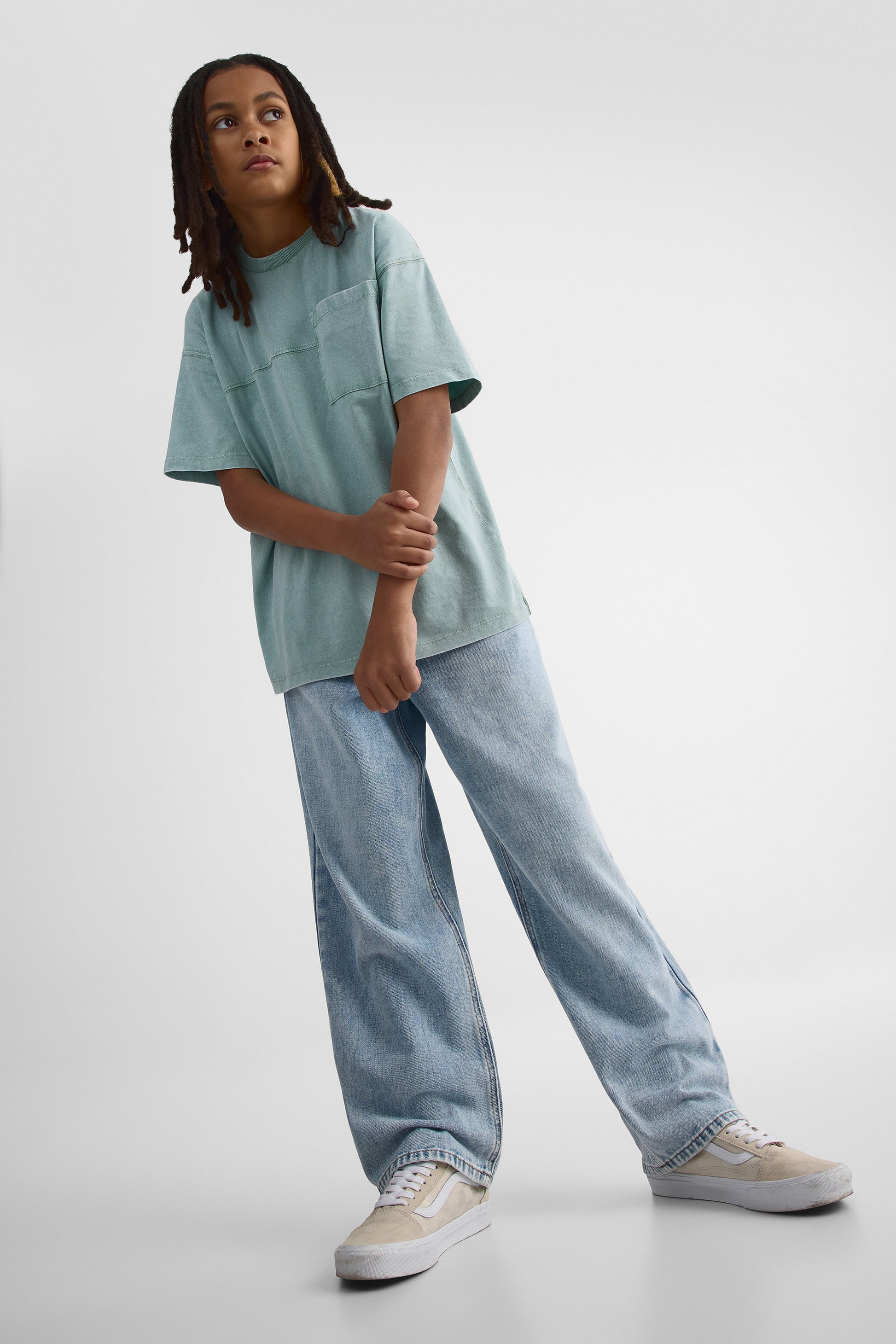 Pantalon baggy fit 5 poches en denim - Enfant garçon && DENIM PALE